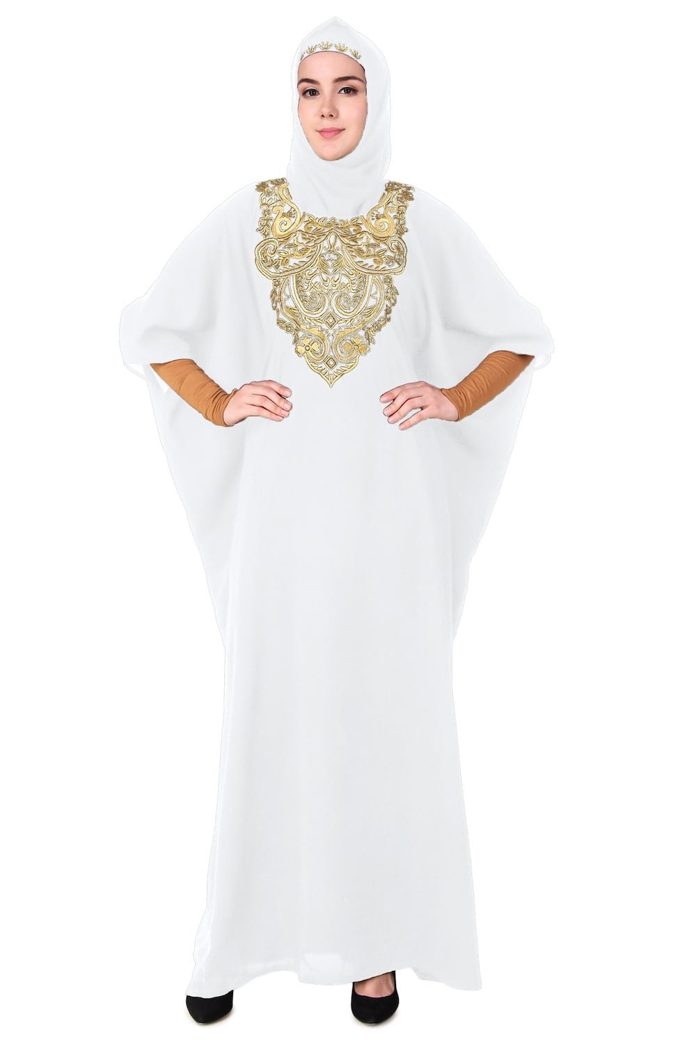 Exquisite Floral Hand Embroidered Kaftan Dress for Women - Boho Chic Beach Cover Up, Resort Wear & Summer Vacation Outfit