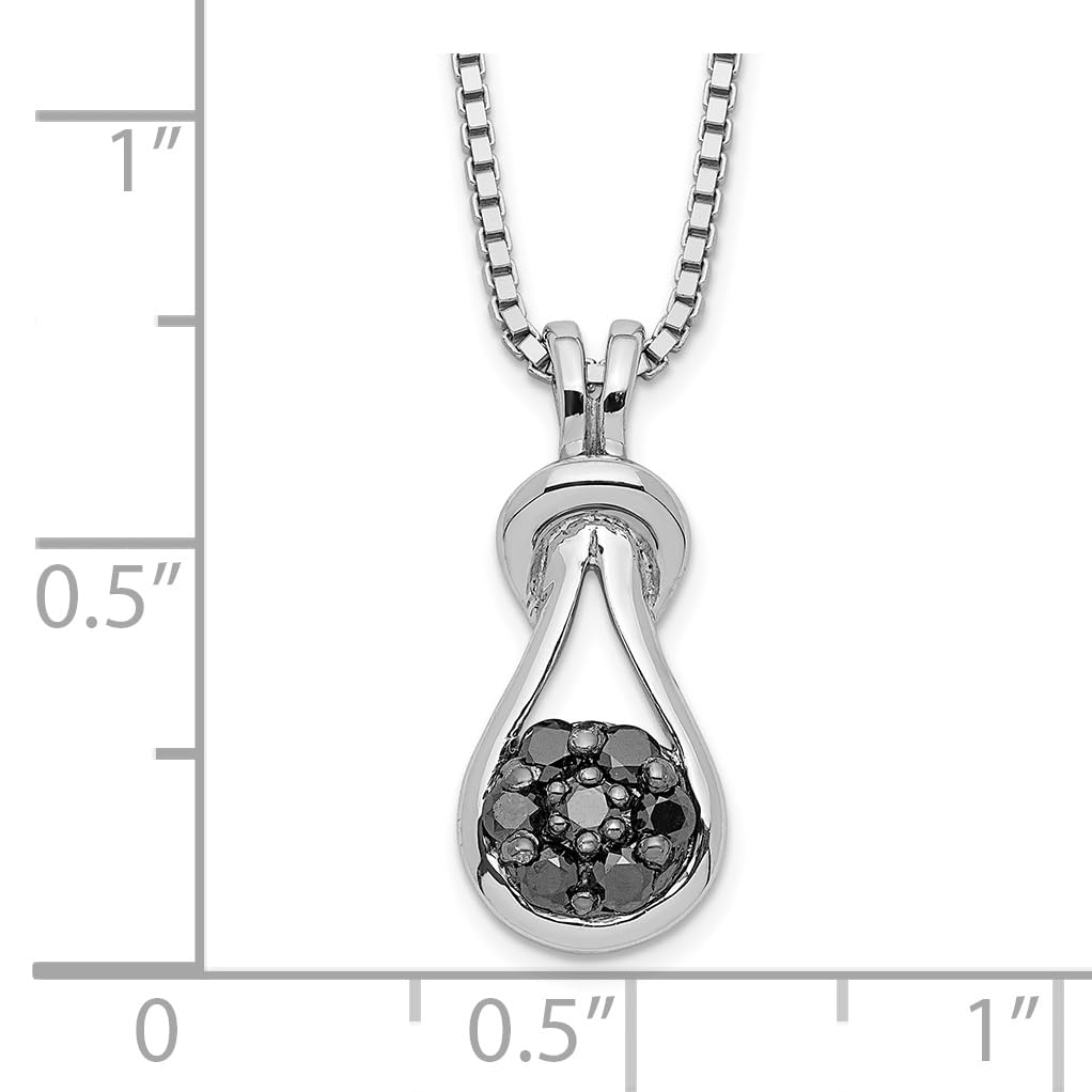 925 Sterling Silver Black Diamond Necklace for Women | 18-Inch Rhodium-Plated Teardrop Pendant with Box Chain | Elegant Jewelry Gift for Anniversary, Birthday & Valentine's Day | Perfect for Parties, Weddings & Special Occasions