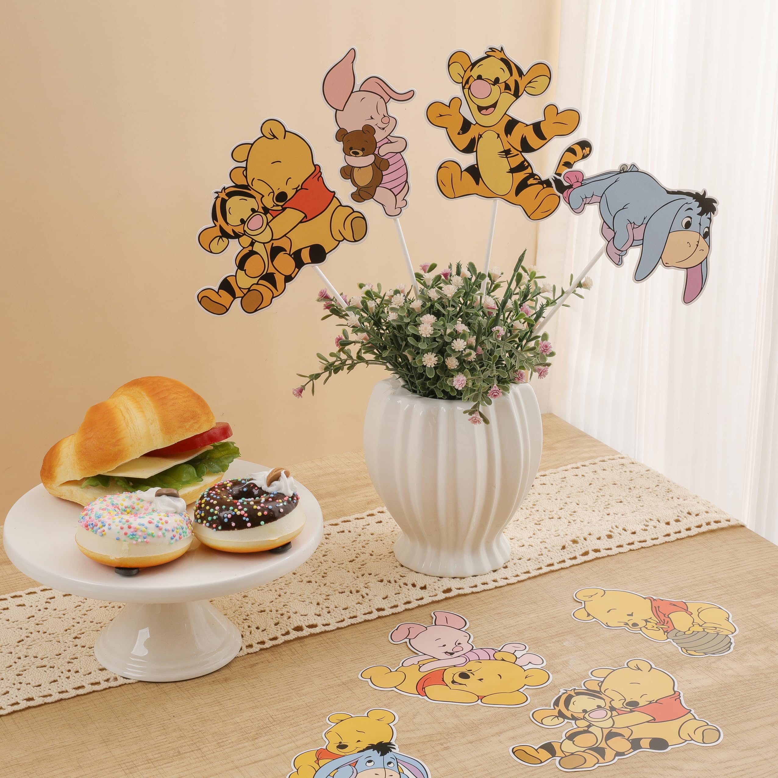 24PCS Bear-Themed Party Decorations Set - Cute Centerpieces & Table Toppers for Birthday Celebrations, Baby Showers & Kids Events - Perfect for Cake Tables, Dessert Displays & Party Backdrops