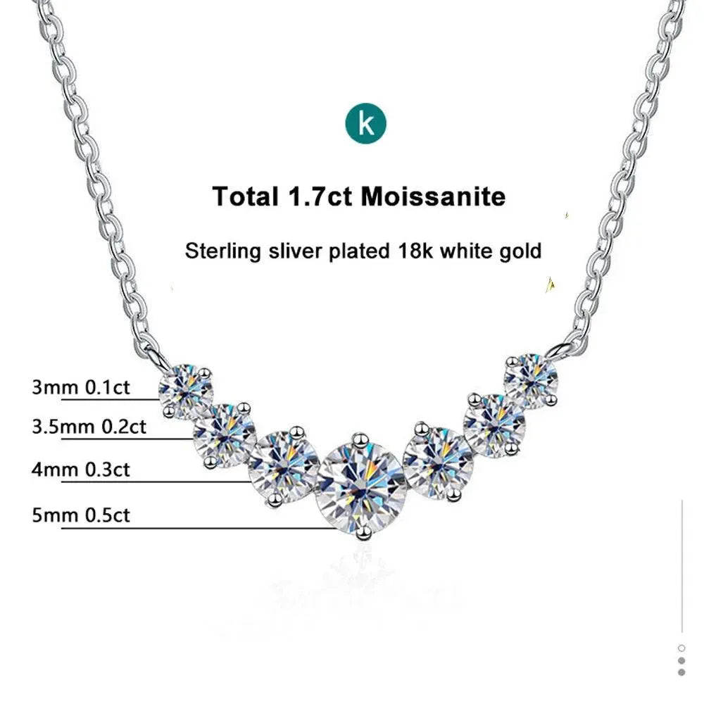 K.NOBSPIN 925 Sterling Silver Plated 18K White Gold Moissanite Necklace for Women - Wedding, Anniversary & Special Occasion Jewelry with Certification - Perfect for Bridal, Date Night & Formal Events