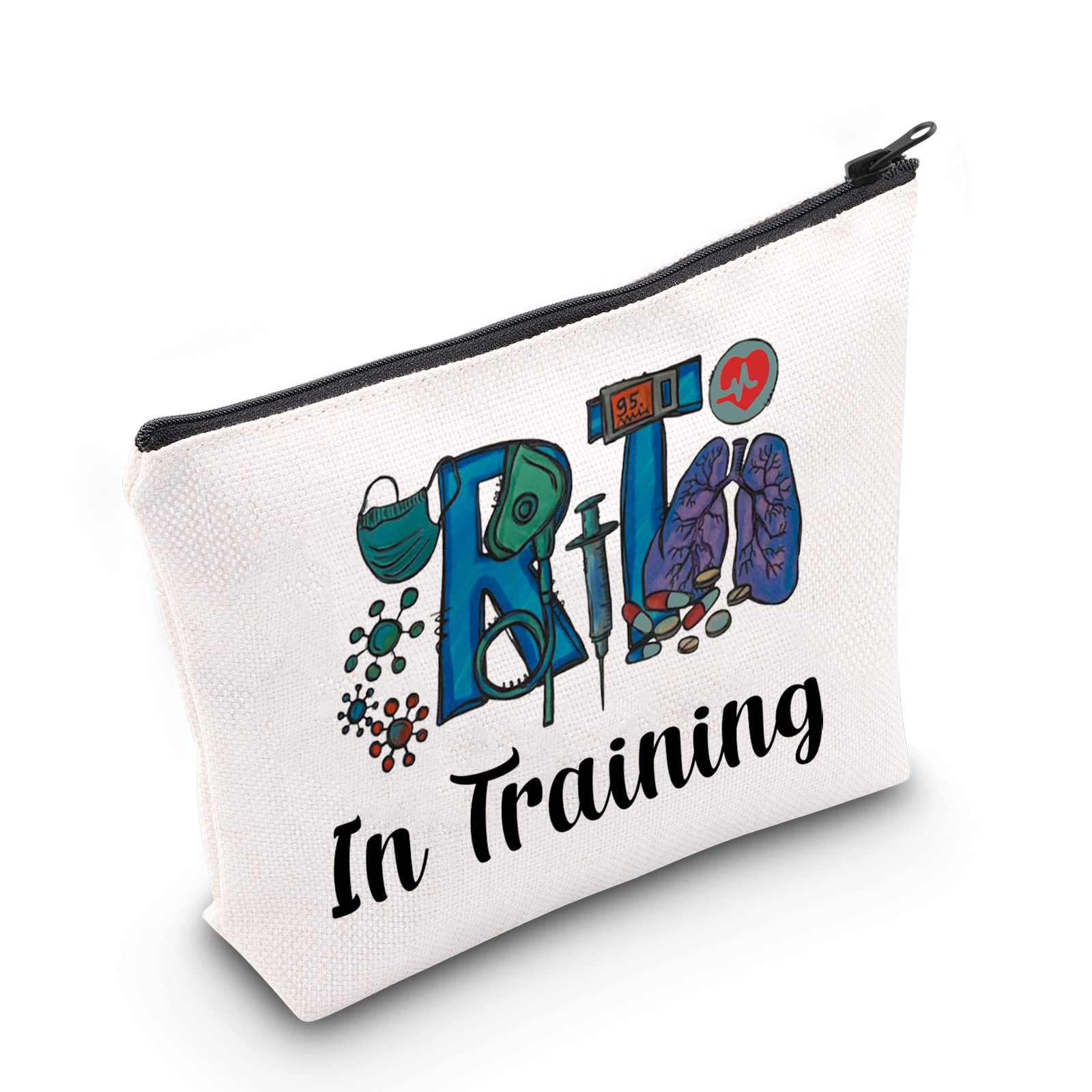RT Respiratory Therapist Gift - RT In Training Makeup Bag for Students | Medical Graduate Organizer Zipper Pouch | Perfect for Respiratory Therapy School, Clinical Rotations & Work Essentials