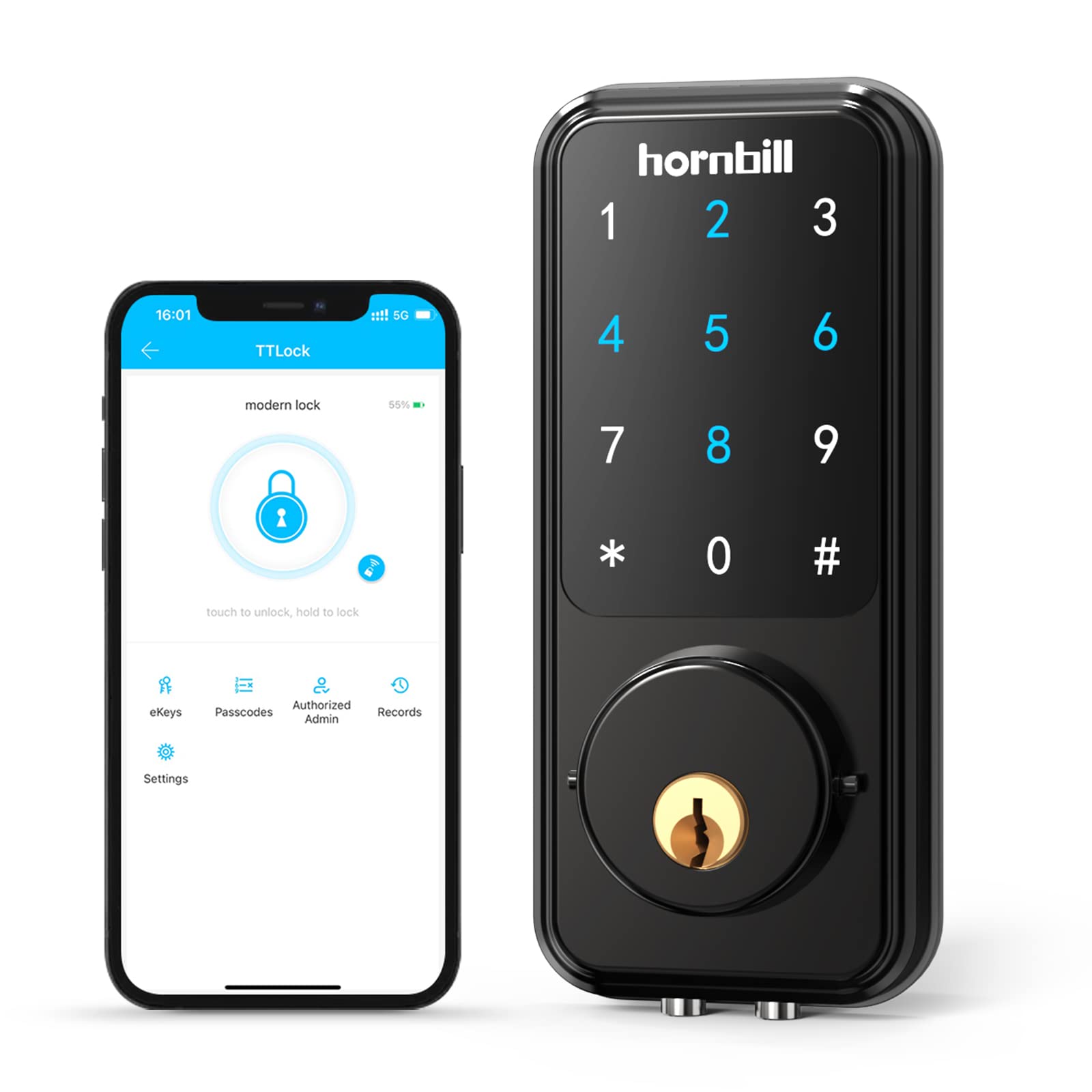 Smart Keyless Entry Deadbolt Door Lock - Bluetooth Electronic Digital Keypad Lock for Front Doors | Works with APP, Code & eKey | Auto Lock Feature for Home Security | Perfect for Smart Homes, Vacation Rentals & Airbnb Properties