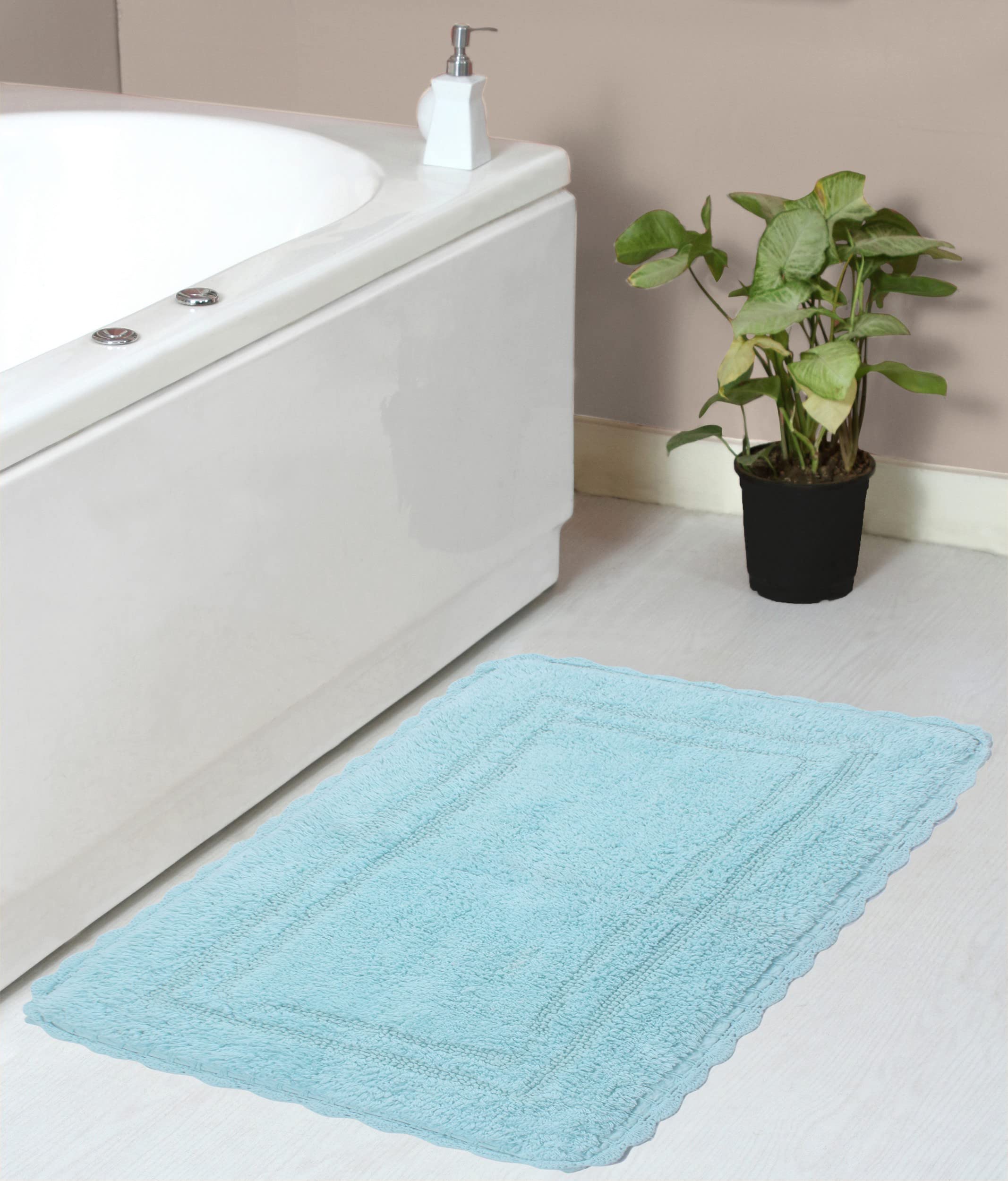 Home Weavers Reversible 100% Cotton Bath Mat Set - Ultra Soft Absorbent Non-Slip Bathroom Rug & Kitchen Mat (21