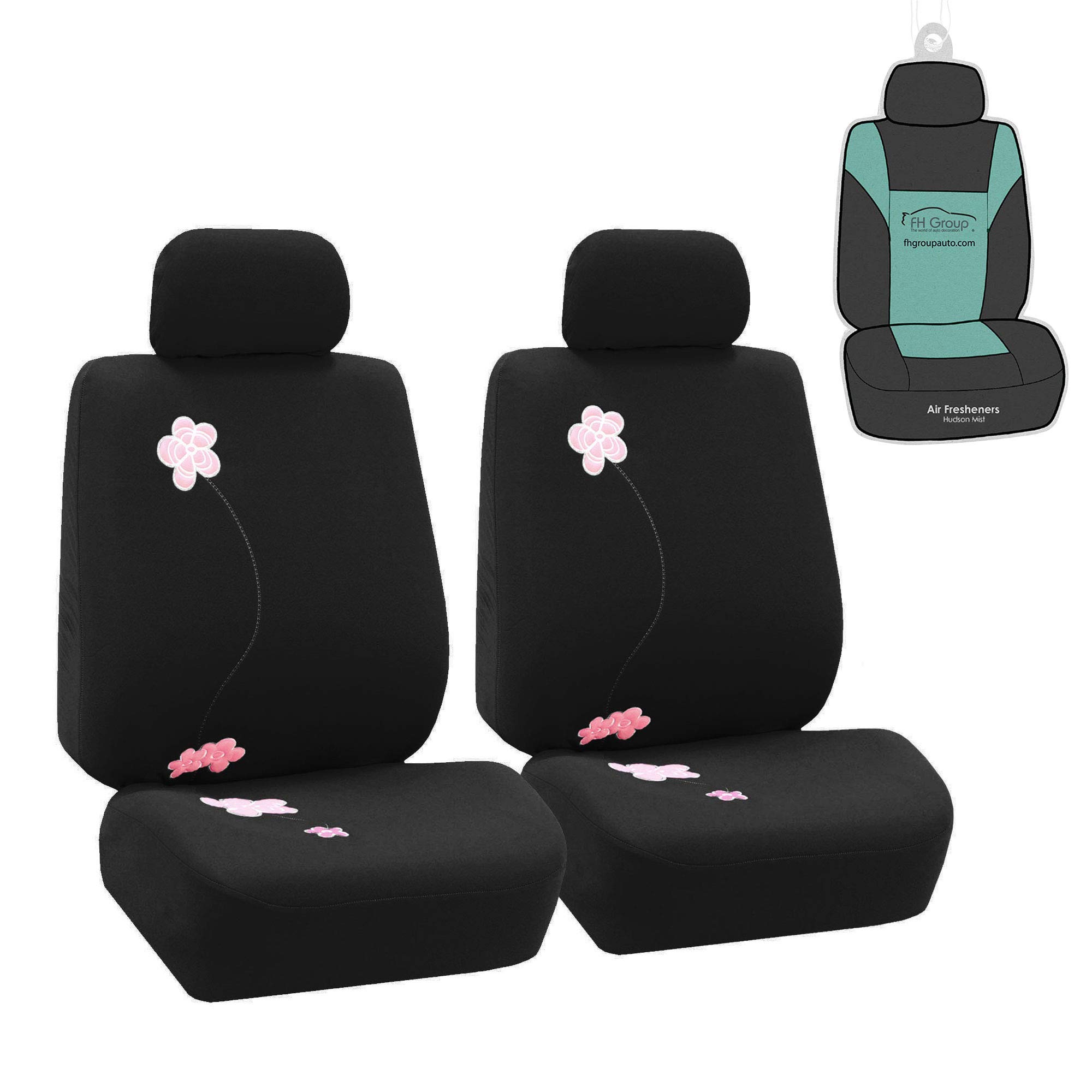 FH Group Floral Cloth Car Seat Covers - Universal Fit for Small Cars, Trucks & SUVs | Airbag Compatible Front Seat Protectors | Durable Interior Accessories for Daily Commute & Road Trips
