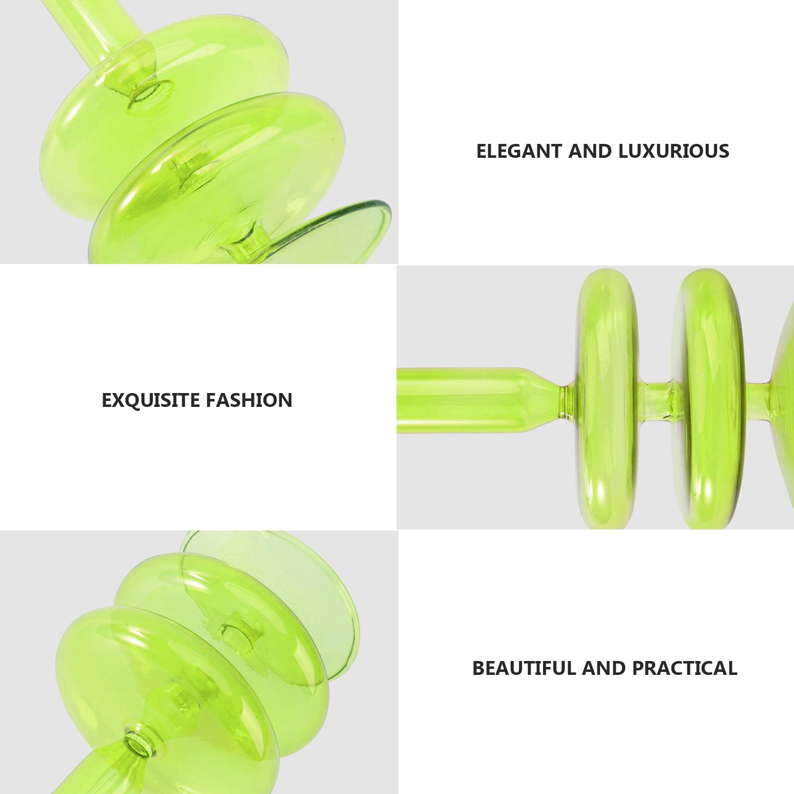 KESYOO Glass Taper Candle Holders - Elegant Candlestick Stand for Pillar Candles, Wedding Centerpiece, Valentine's Day & Birthday Party Decor - Perfect for Romantic Dinners, Home Decor & Special Occasions (Green)