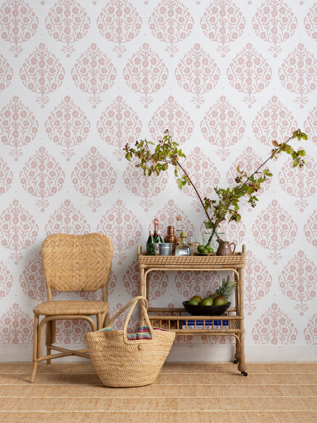 Eleanor White Ground Floral Wallpaper by Sugar Paper | Vintage-Inspired Peel & Stick Wallpaper for Bedroom, Living Room & Nursery Decor