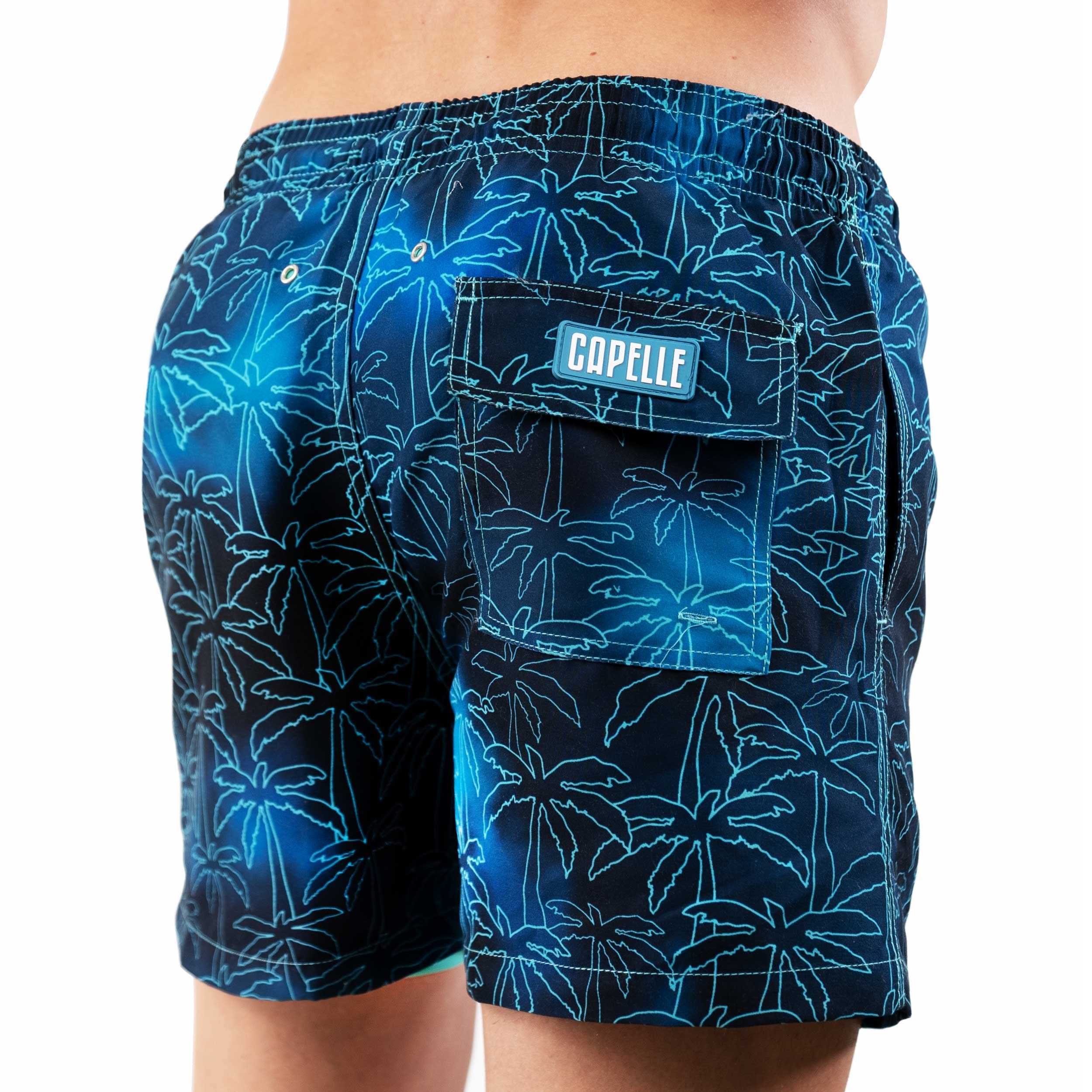 Premium Men's Luxury Swim Shorts by Capelle Miami - Foggy Palms Print - Quick Dry, Comfortable & Stylish for Beach, Pool & Vacation
