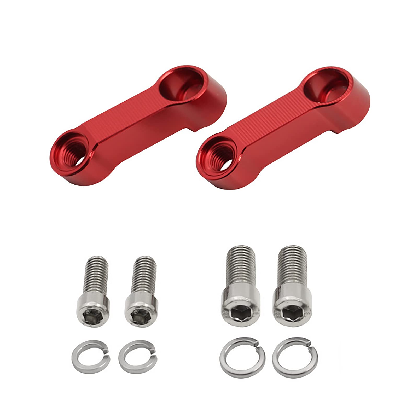 Larcele 10mm & 8mm Motorcycle Mirror Extenders - Adjustable Mirror Riser Adapter Kit for Harley, Honda, Yamaha (Red) | Perfect for Custom Bike Builds & Safety Upgrades