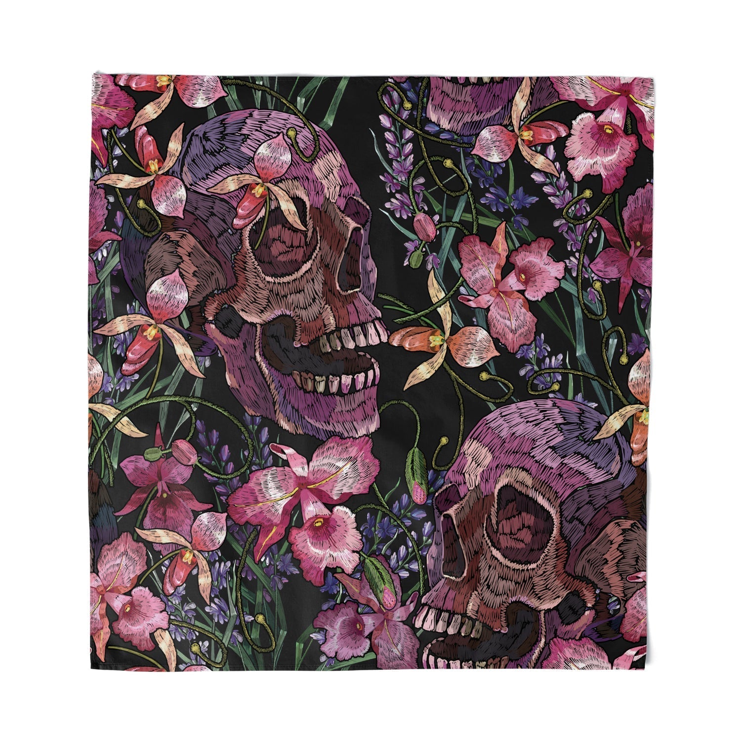 Skulls and Flowers Bandana - Stylish & Trendy Fashion Accessory for Men & Women | Perfect for Bikers, Concerts, and Outdoor Adventures