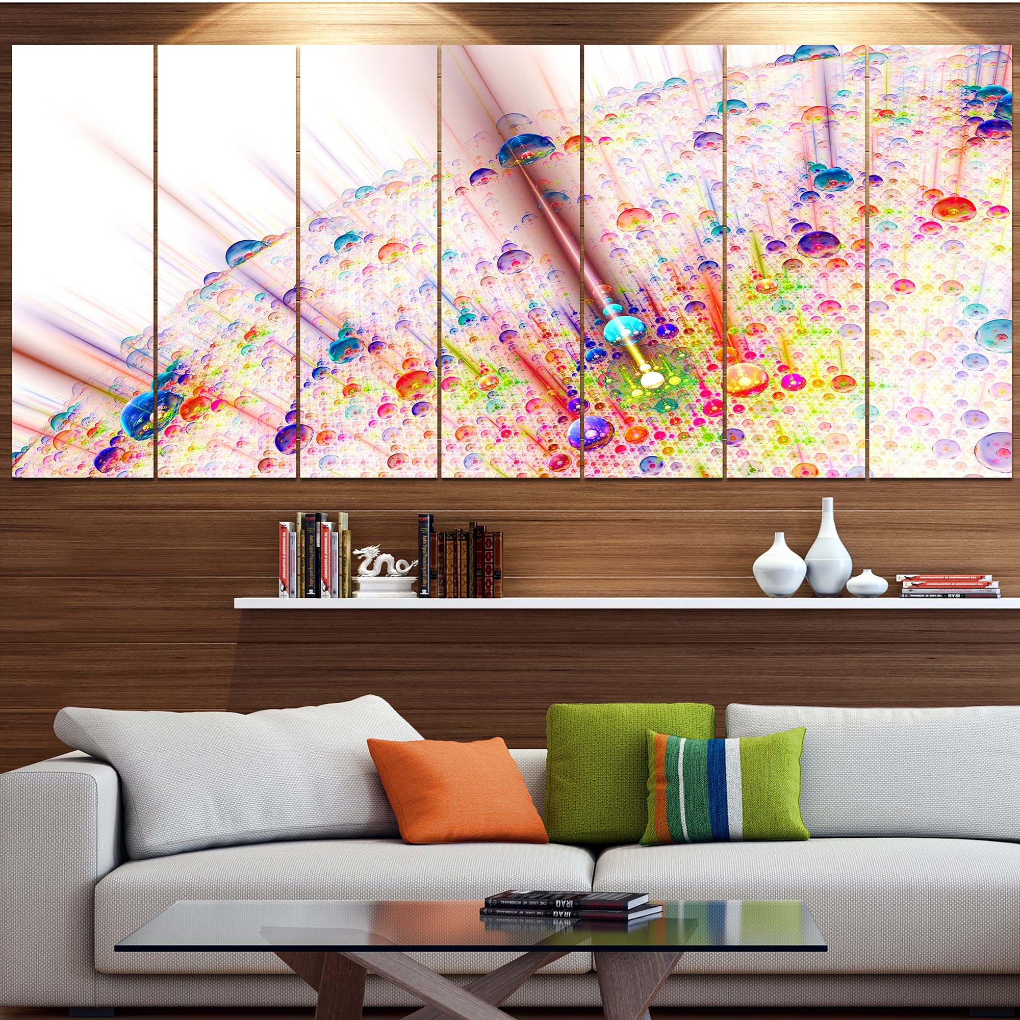Abstract Canvas Wall Art - DESIGN ART 'Red Blue Solar Bubbles Planet' 6-Panel Set (70