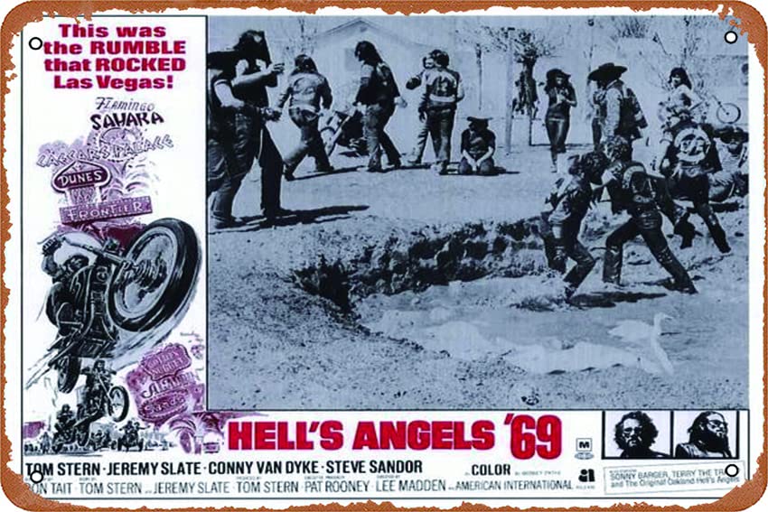 Vintage Hell's Angels '69 Movie (1969) Retro Metal Tin Sign - 8x12 Inch Wall Decor for Bar, Man Cave, Garage & Home Theater - Classic Motorcycle Film Poster Reproduction