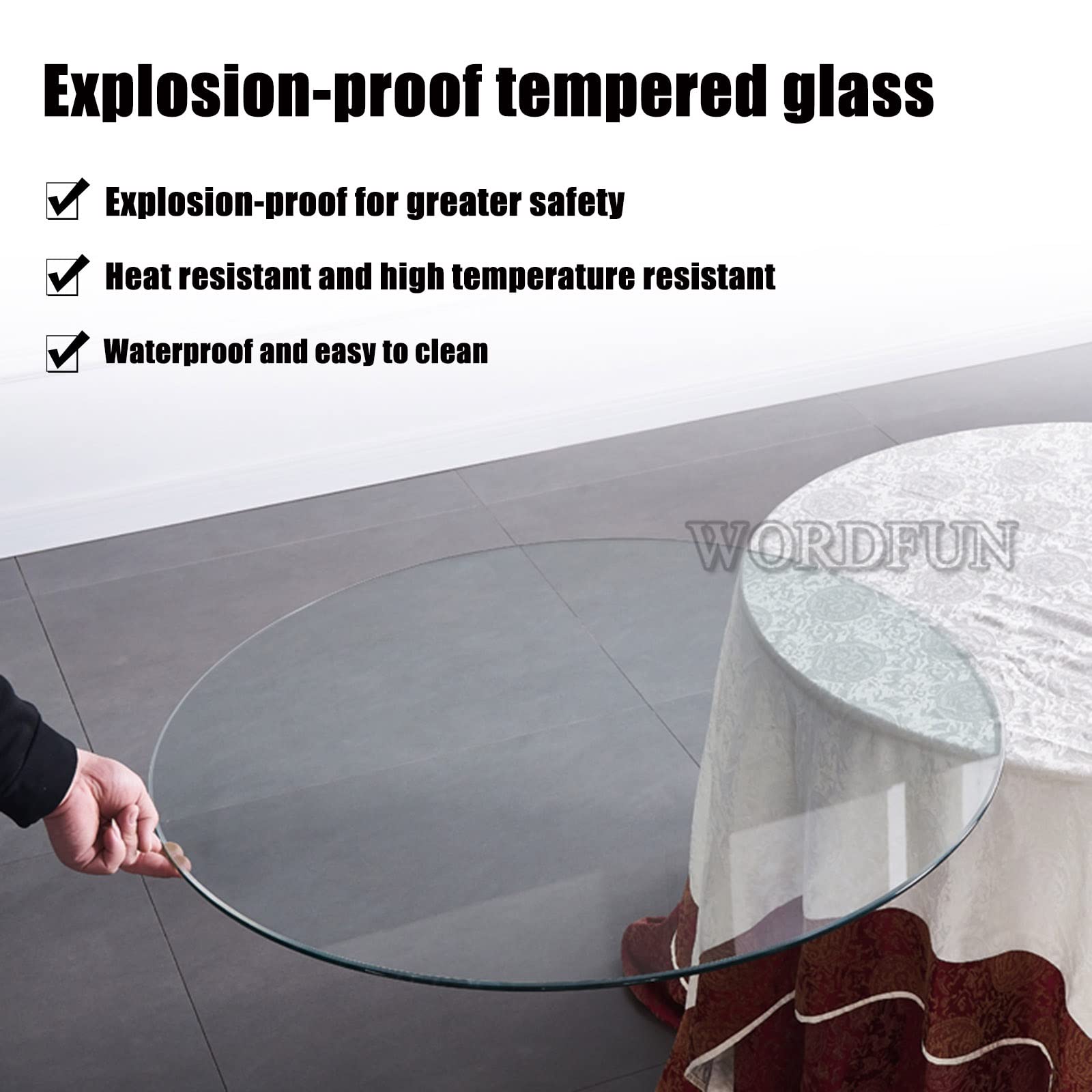Premium Round Tempered Glass Table Top - 15