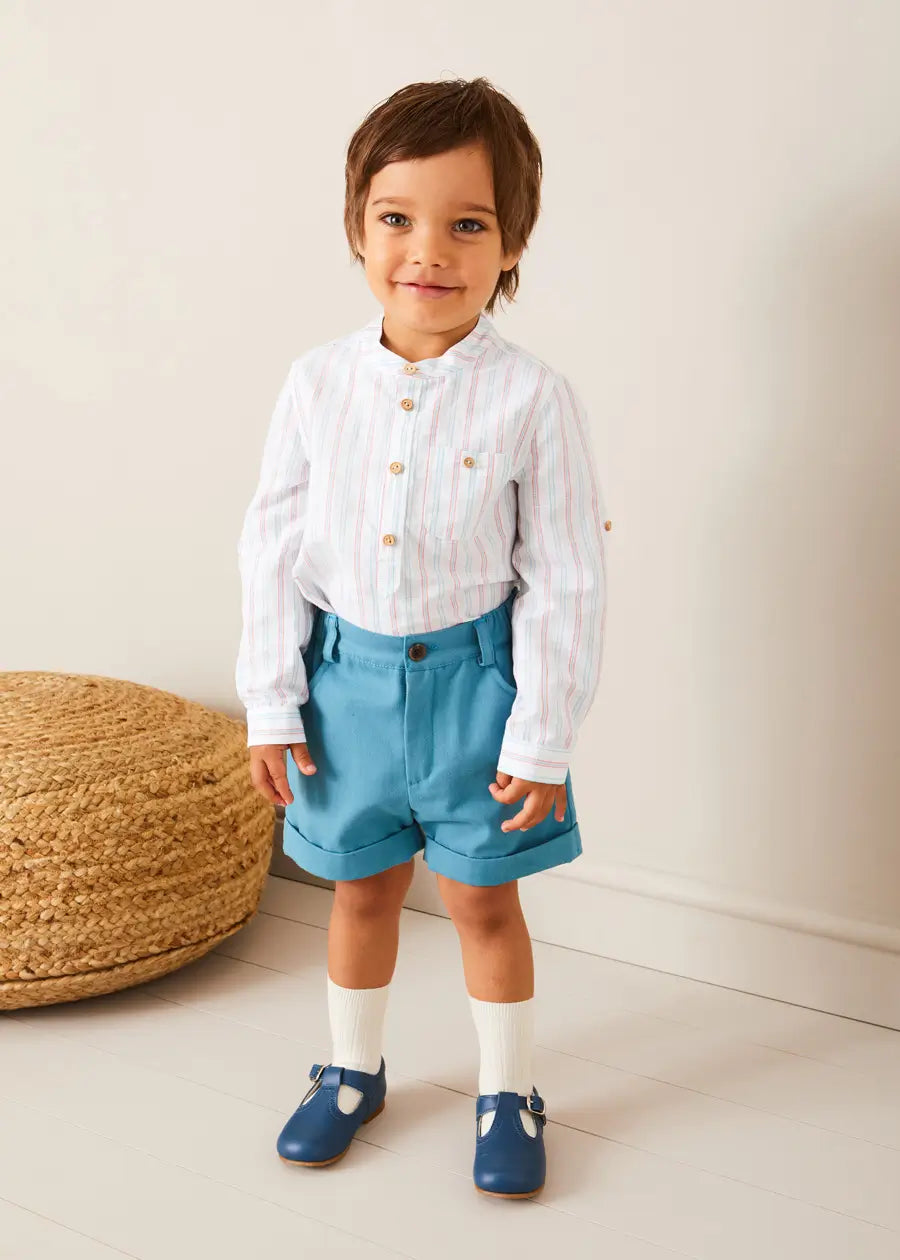 Blue Stretchy Elastic Waist Shorts for Toddlers & Kids (12 Months - 4 Years) - Perfect for Playtime, Daycare & Summer Outfits