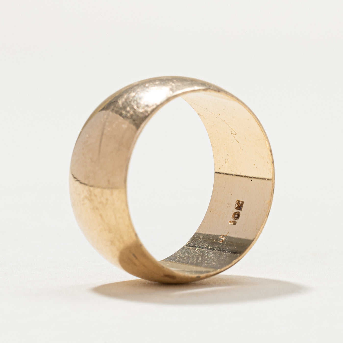10K Yellow Gold Cigar Band Ring for Men - 8.8mm Wide Size 5.75 - Perfect Wedding Band, Anniversary Gift & Everyday Jewelry for Him