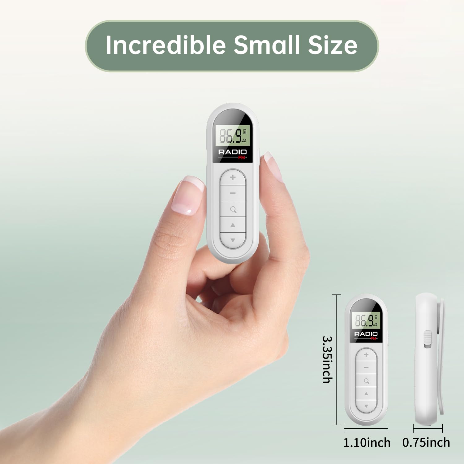 Portable FM Radio with Best Reception - Rechargeable Digital Tuning LCD Backlight, Stereo Sound, Belt Clip - Perfect for Jogging, Walking, Outdoor Activities (White)