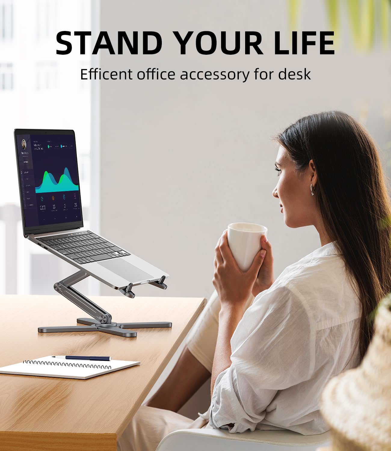 360° Rotating Adjustable Laptop Stand - Portable Ergonomic Computer Riser for MacBook Pro/Air, Dell XPS, HP (10-16 Inch) - Grey | Perfect for Home Office, Gaming & Travel Use