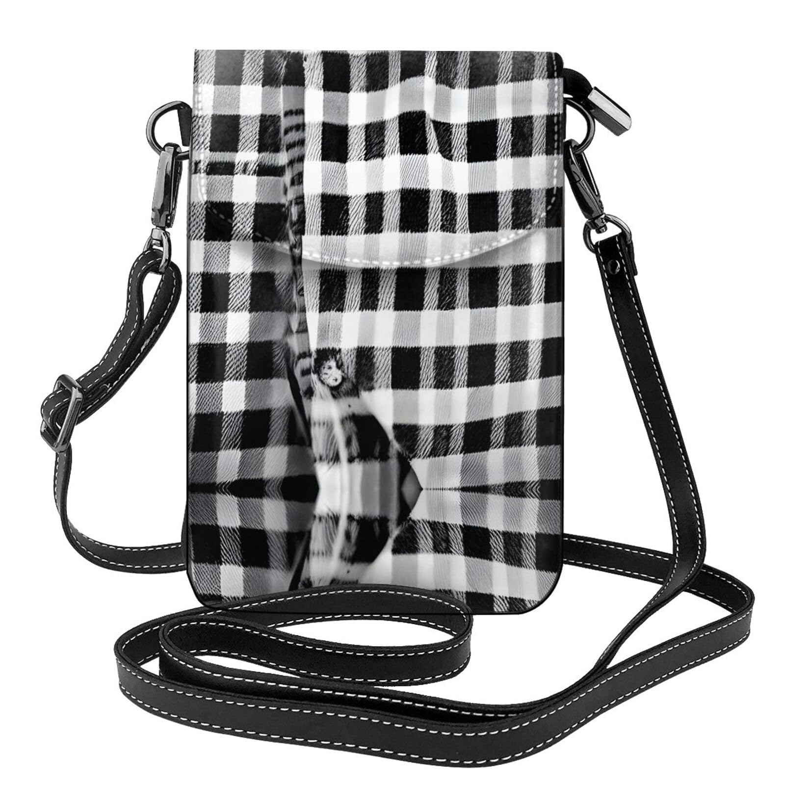Black & White Plaid Crossbody Bag for Women - Lightweight Travel Purse for Phone & Essentials