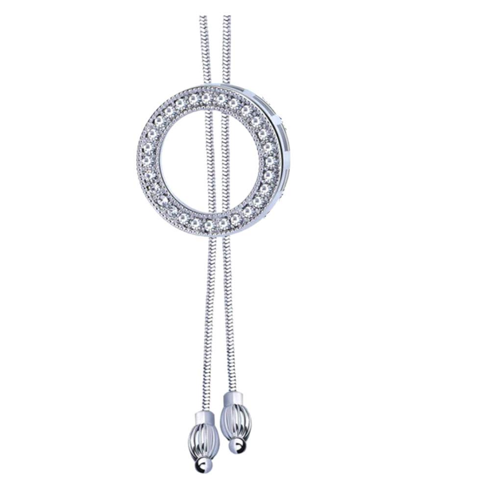 Crystal Pendant Long Hoop Necklace for Women - Adjustable Sweater Chain Statement Jewelry with Charm, Elegant Choker for Wedding, Party & Evening Dresses | Perfect for Date Nights, Office Wear & Special Occasions