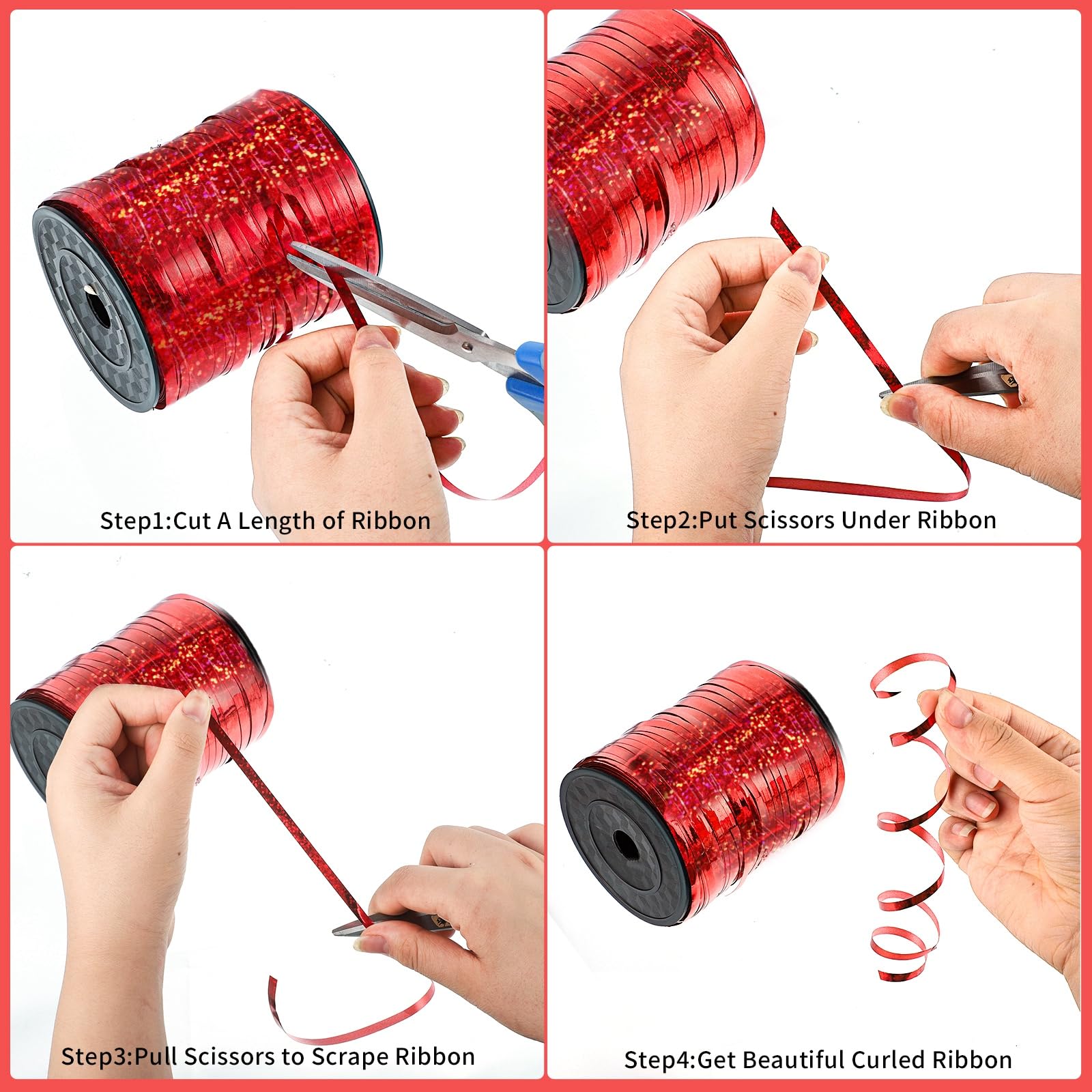 600 Yards Red Curling Ribbon - 1/5 Inch Thin Balloon String for Gift Wrapping, Wedding Decor, Birthday Party Supplies & Craft Projects - Perfect for DIY, Mother's Day Decorations & Art Crafts