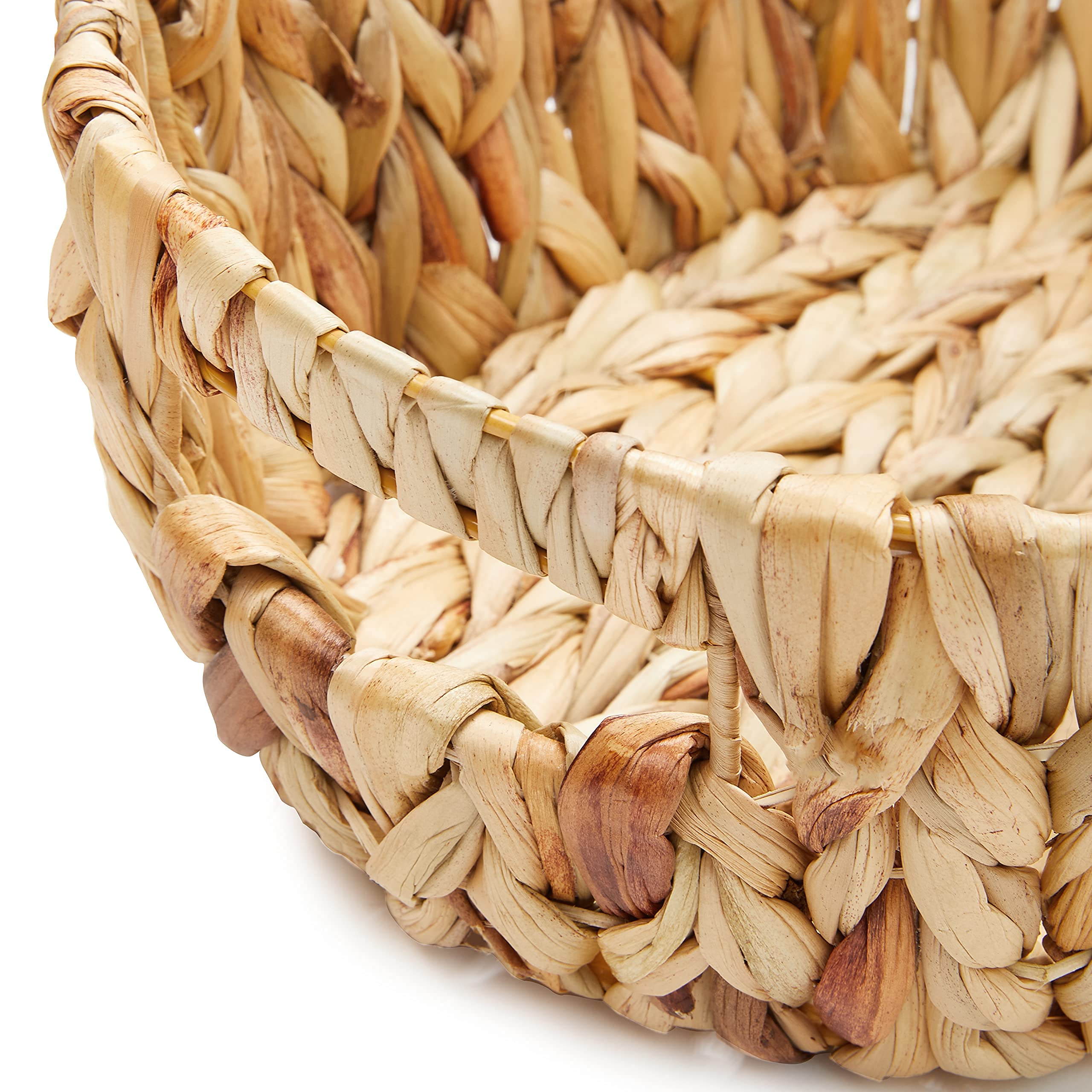 Americanflat Handwoven Water Hyacinth Storage Baskets with Handle - Set of 2 (1 Large & 1 Small) Natural Wicker Baskets for Home Organization - Perfect for Living Room, Bedroom & Bathroom Storage