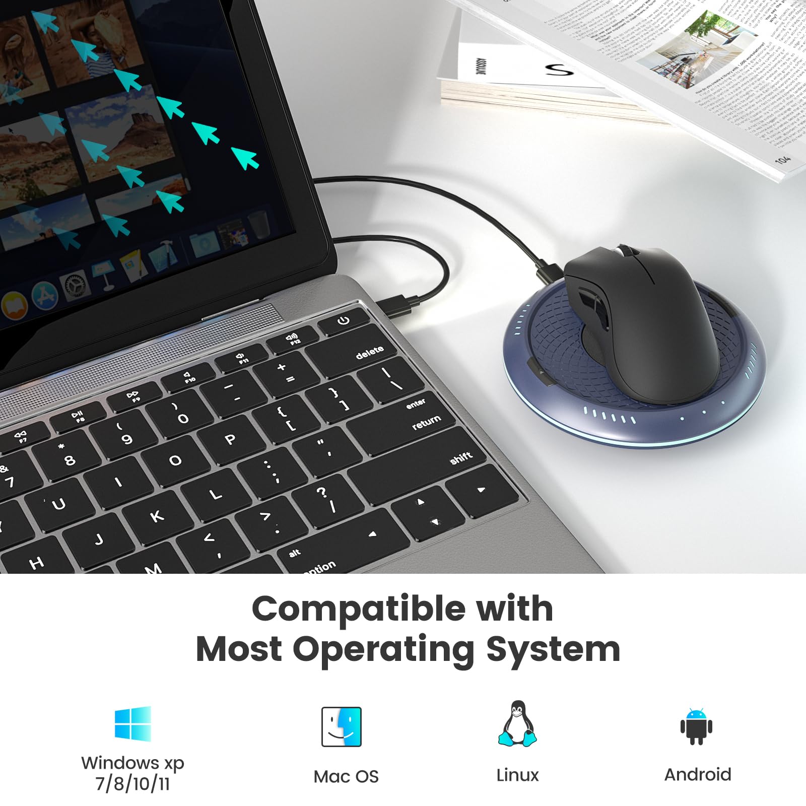 Undetectable Mouse Jiggler with ON/Off Switch - 2 Speed Modes & Memory Function - Random Movement Mechanical Turntable for Wired/Wireless Mouse - Perfect for Remote Work, Online Meetings & Preventing Computer Sleep