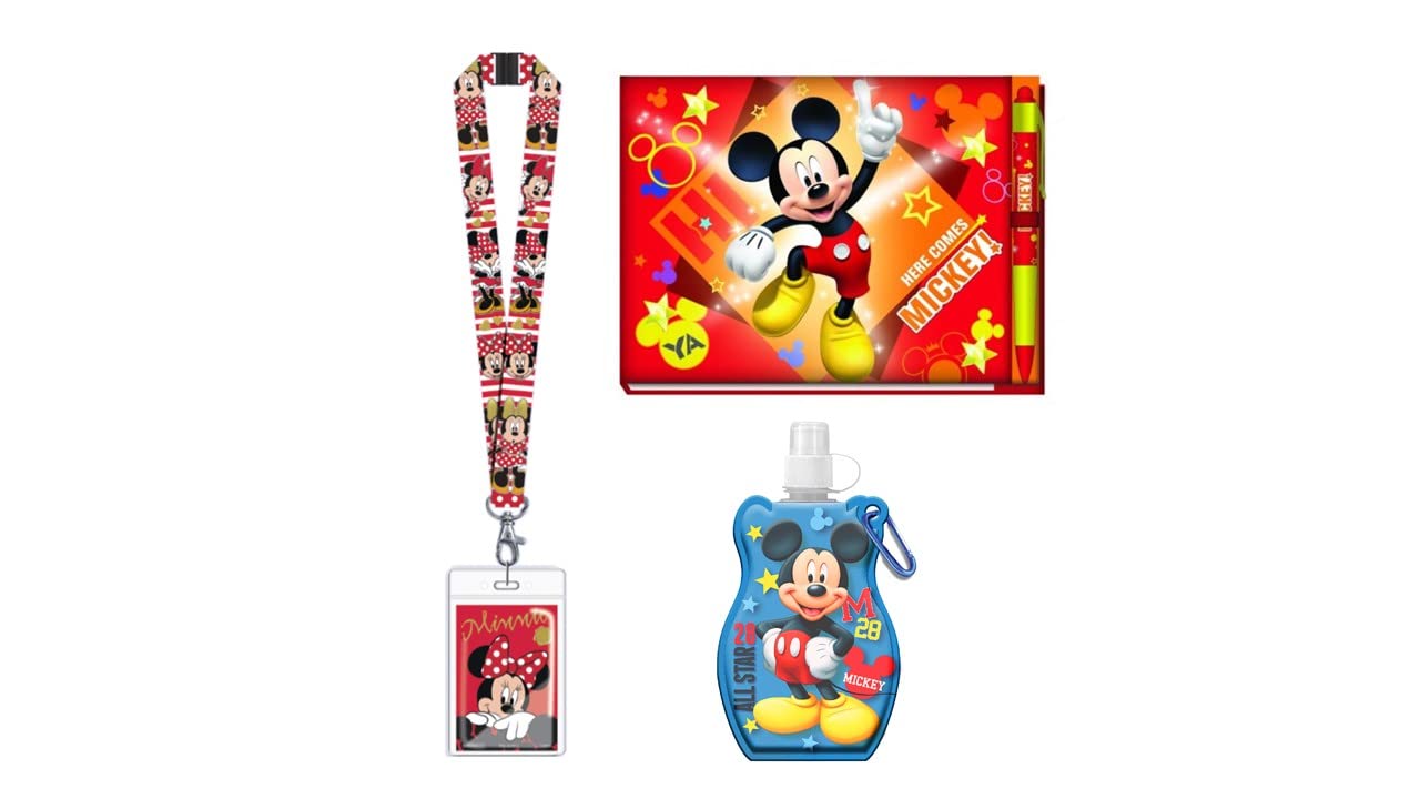 2022 Autograph Book with Pen, Kids Lanyards & Mickey Mouse Water Bottle Keychain Set - Perfect for Disney Trips, School Events & Collectors