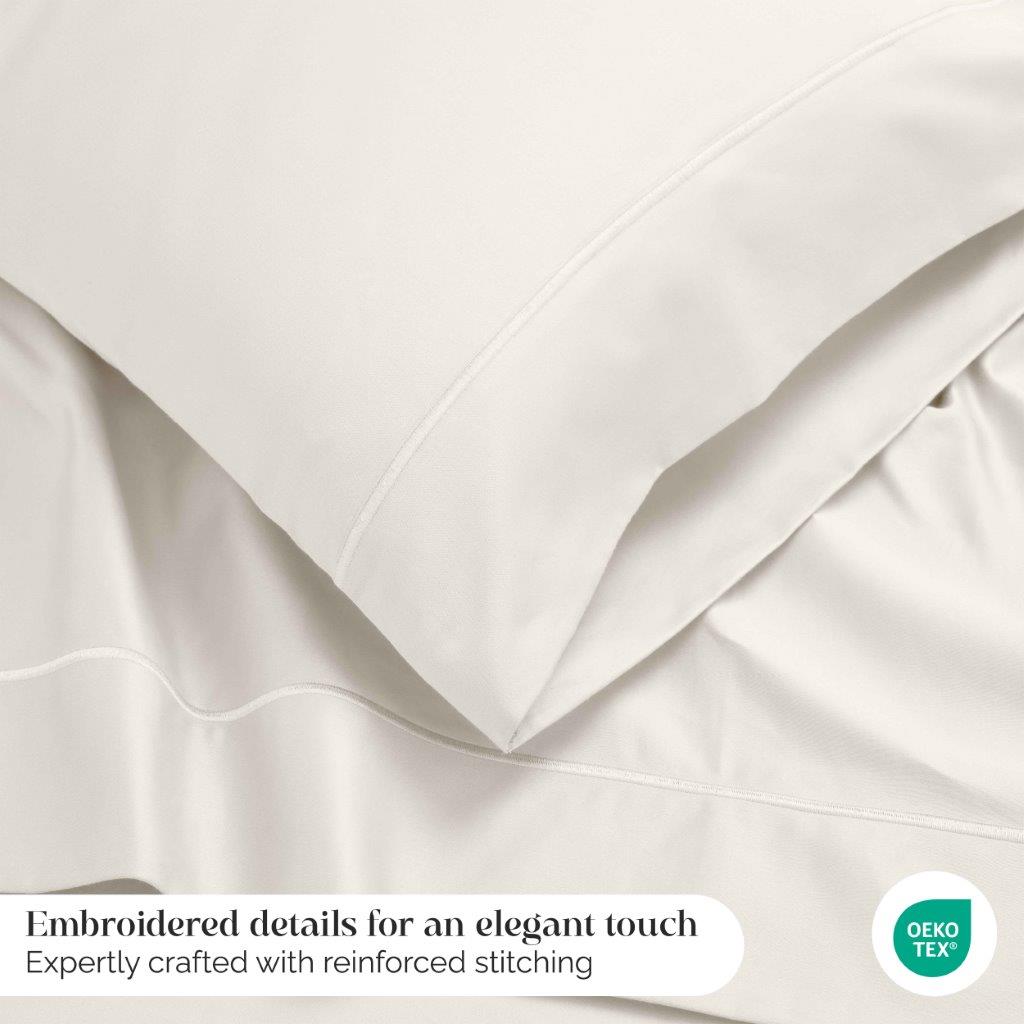 Luxury Egyptian Cotton 1500 Thread Count Embroidered Sheet Set - Queen Size Bedding for Ultimate Comfort & Breathability - Perfect for Master Bedrooms, Guest Rooms & Hotels