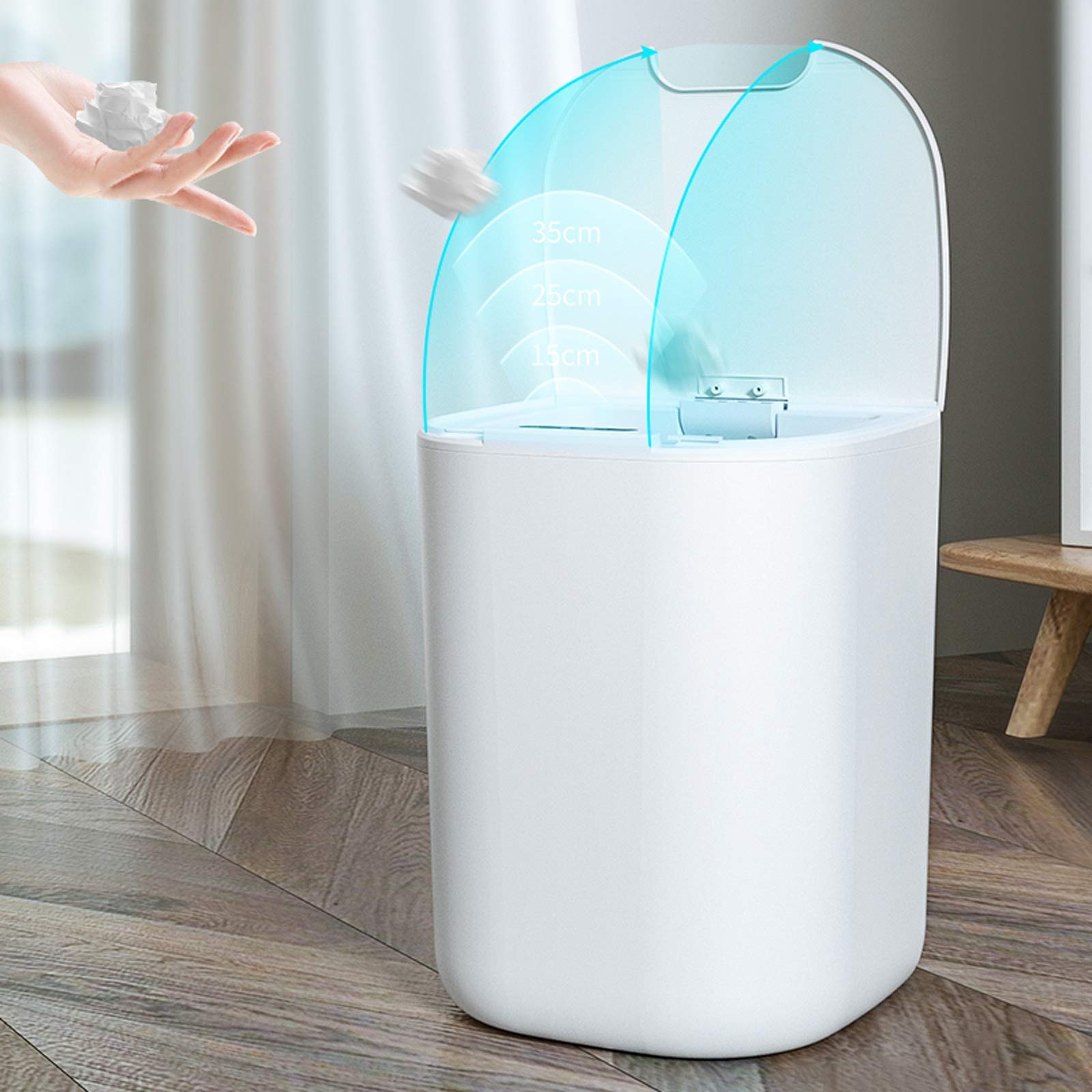 Smart Induction Trash Can with Lid - 10L/2.6 Gallons Modern Kitchen Garbage Bin for Household, Living Room & Office - Touchless Electric Wastebasket for Recycling & Waste Storage | Perfect for Small Spaces, Apartments & Eco-Friendly Homes