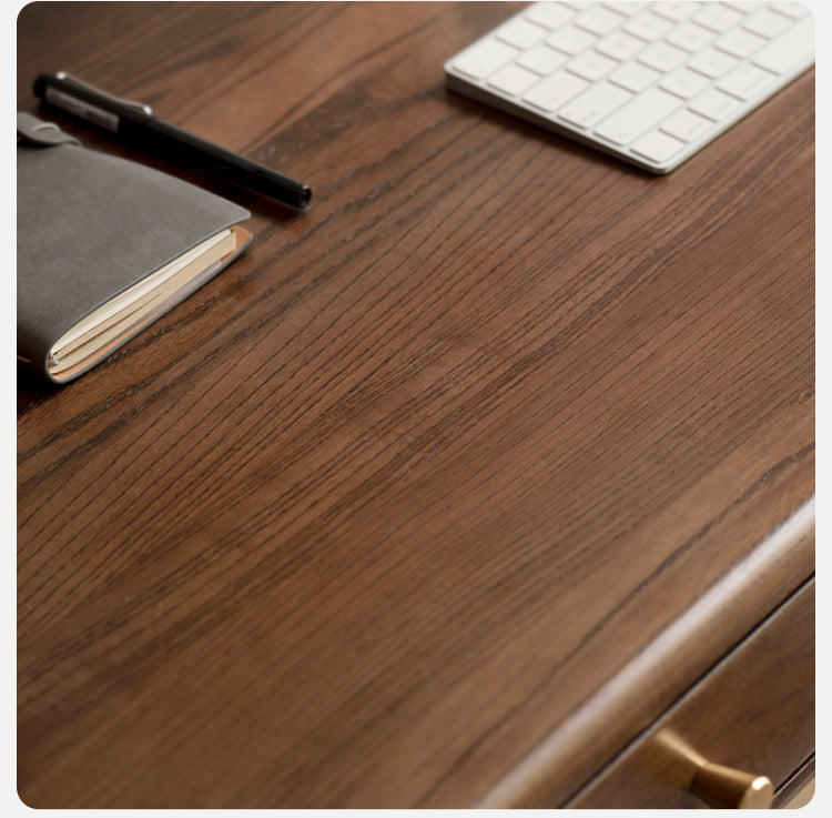 Premium Black Walnut & Ash Solid Wood Adjustable Height Modern Office Desk - Perfect for Home Office, Study Room & Workspace