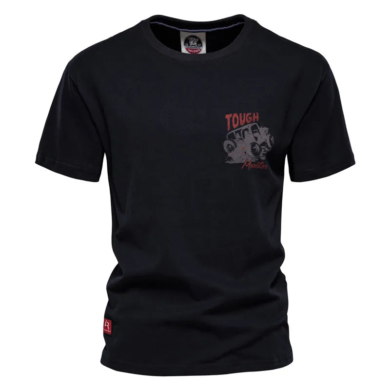 Men's Big Printed T-Shirt - 100% Cotton Casual Solid Color Crew Neck Tee | Summer Streetwear Fashion | Perfect for Daily Wear, Gym & Outdoor Activities