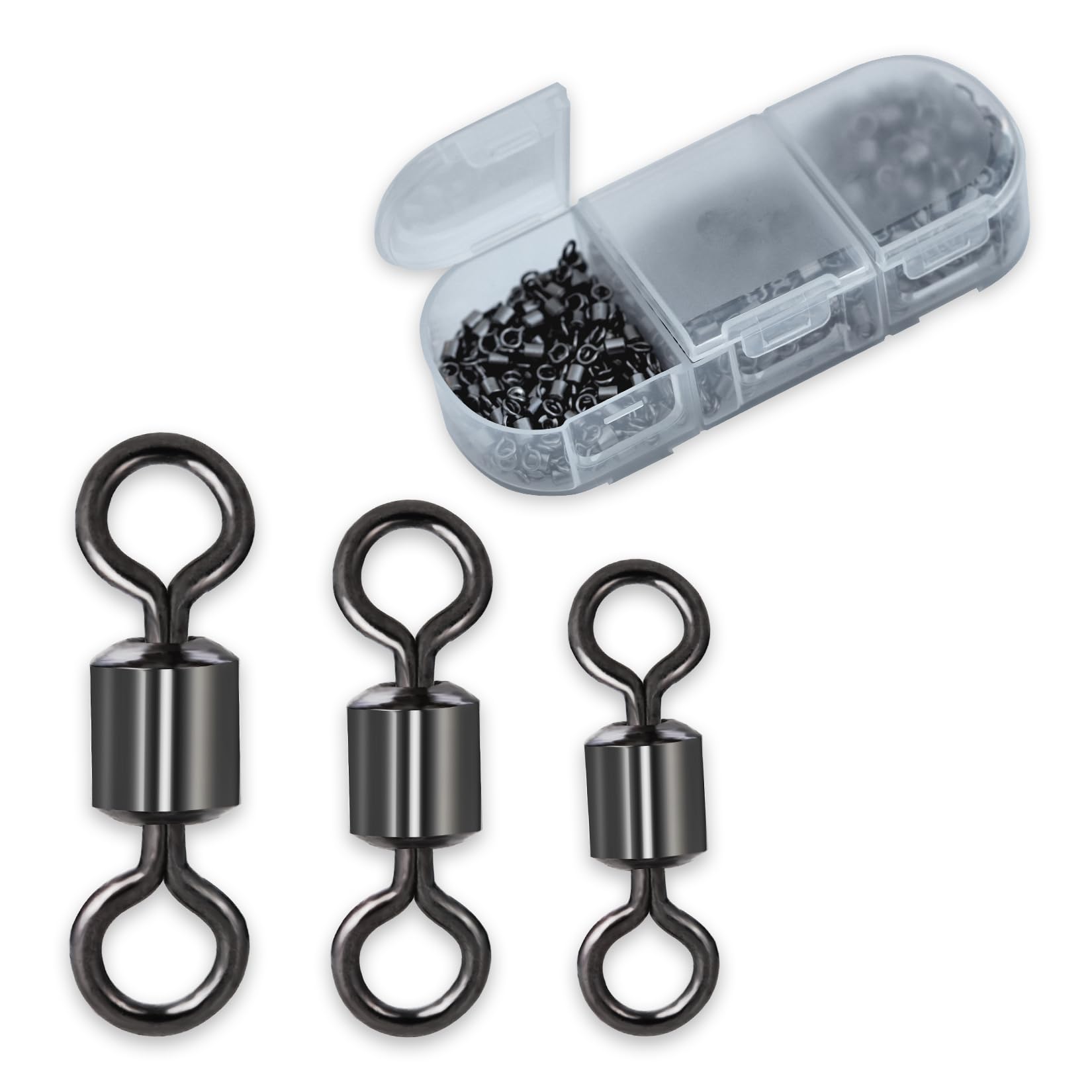 High Strength Rolling Barrel Fishing Swivels - Black Nickel Saltwater & Freshwater Fishing Tackle (20Lb to 350Lb) - Perfect for Deep Sea, Lake, and River Fishing