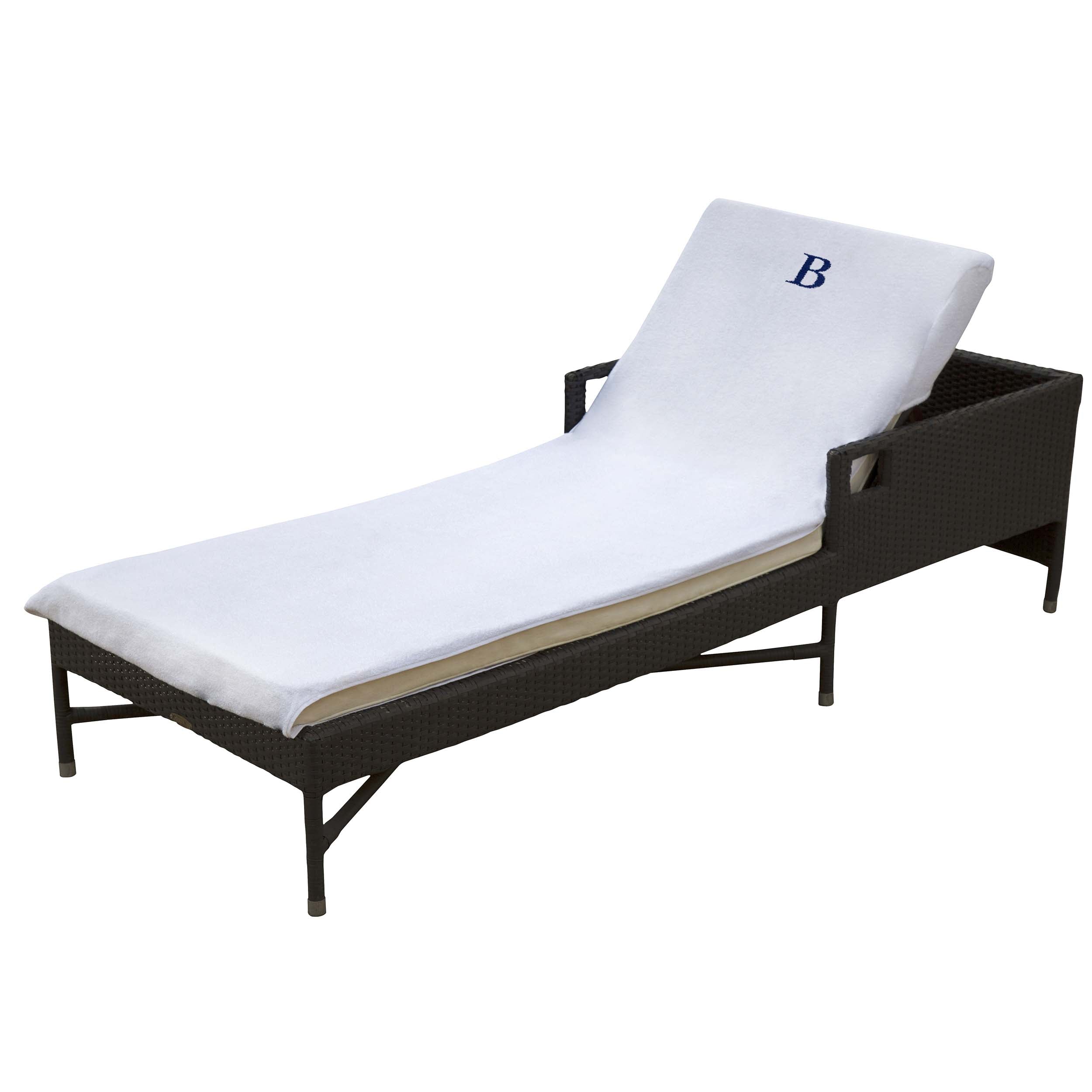 Custom Monogrammed Cotton Terry Chaise Lounge Slipcover - Waterproof Outdoor Patio Furniture Cover for Poolside, Garden & Deck Protection