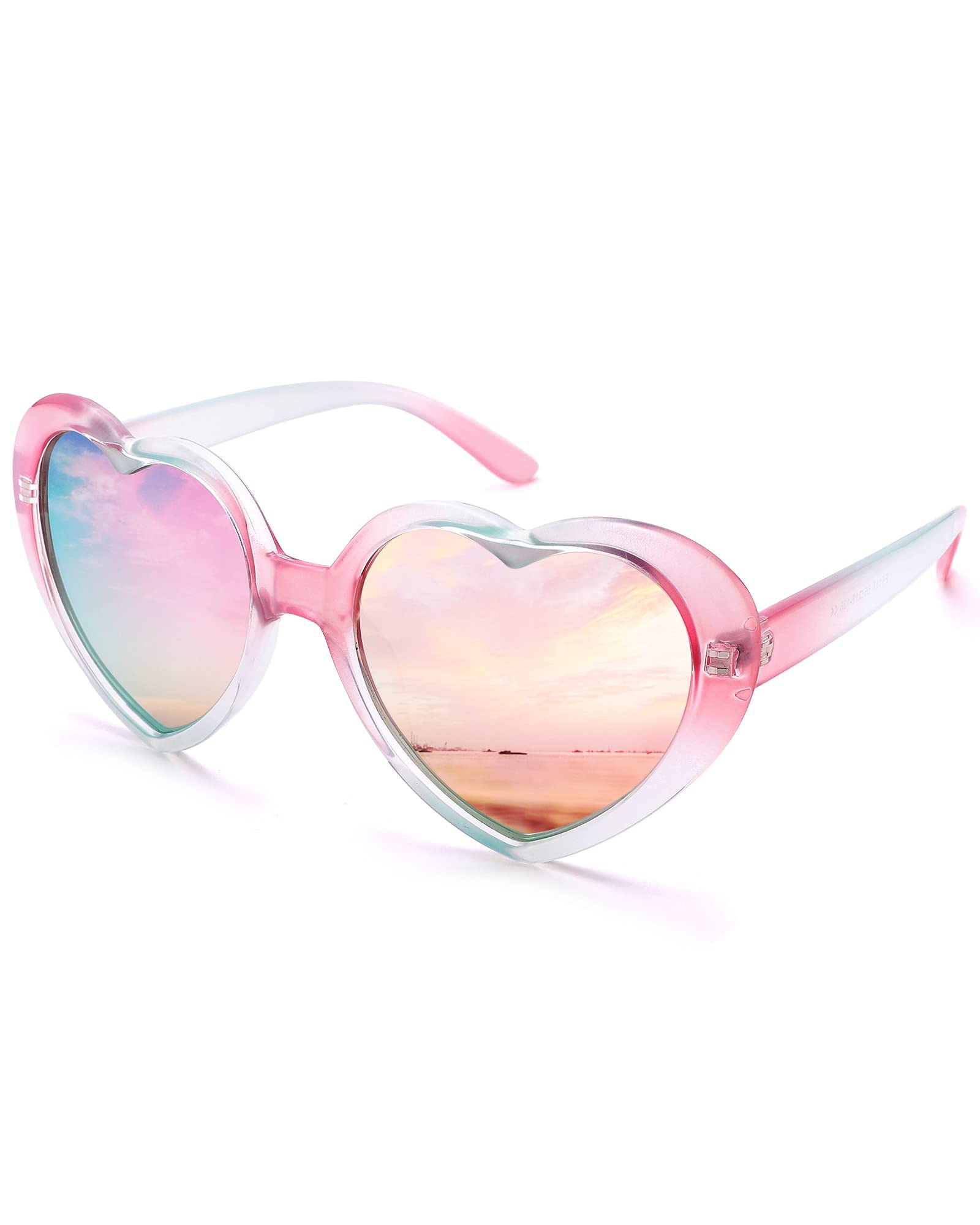 Trendy Heart-Shaped Polarized Sunglasses for Women - Oversized Vintage Style UV Protection 55MM - Perfect for Beach, Driving & Fashion Accessories