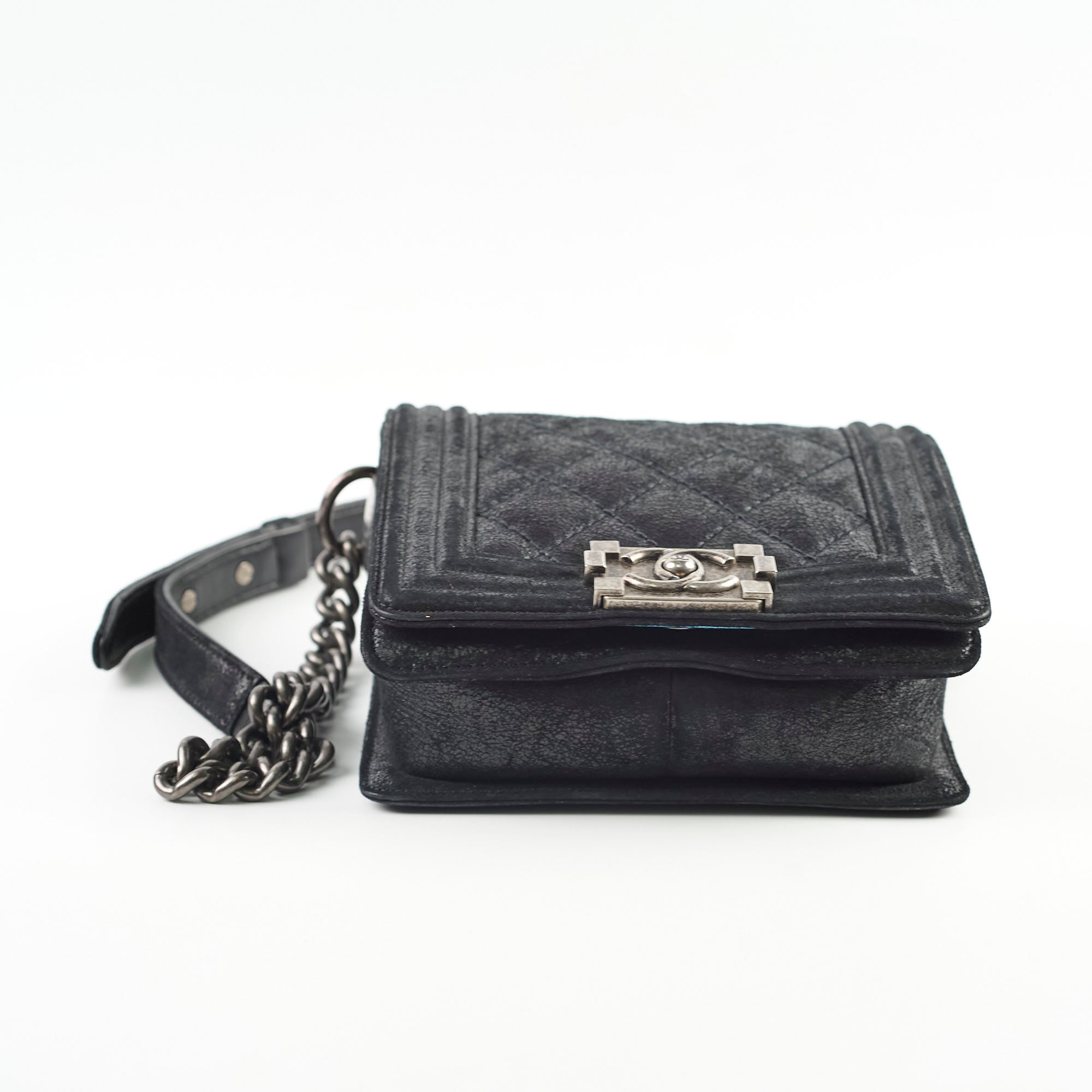 Chanel Square Boy Bag - Genuine Nubuck Suede & Leather Handbag in Black | Luxury Crossbody Purse for Women, Perfect for Evening Parties & Date Nights