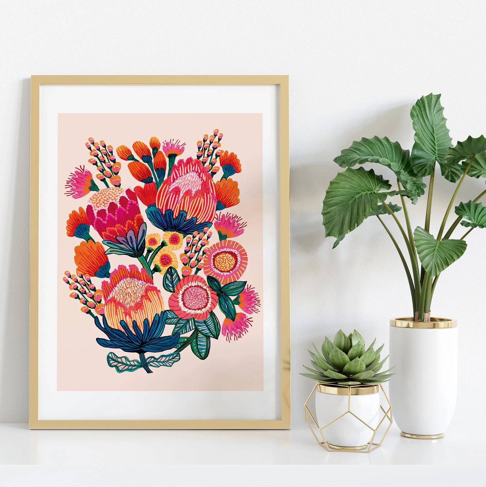 Bush Bounty Botanical Wall Art Print - Nature Inspired Home Decor for Living Room, Bedroom & Office - Perfect for Plant Lovers & Interior Design