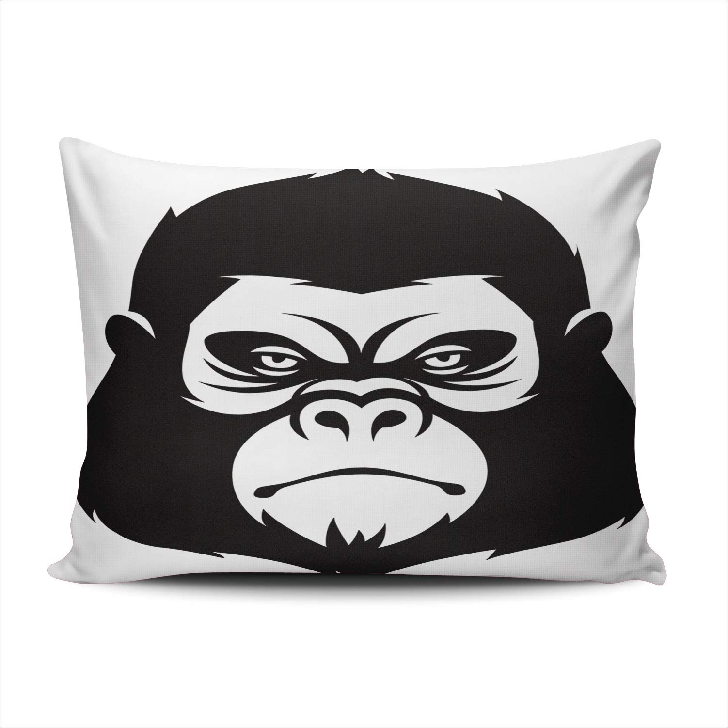 Custom Monkey Head Lumbar Throw Pillow Cover 12x20 Inches - Unique Home Decor Cushion Case with One-Sided Print - Perfect for Living Room, Bedroom, or Nursery Accent