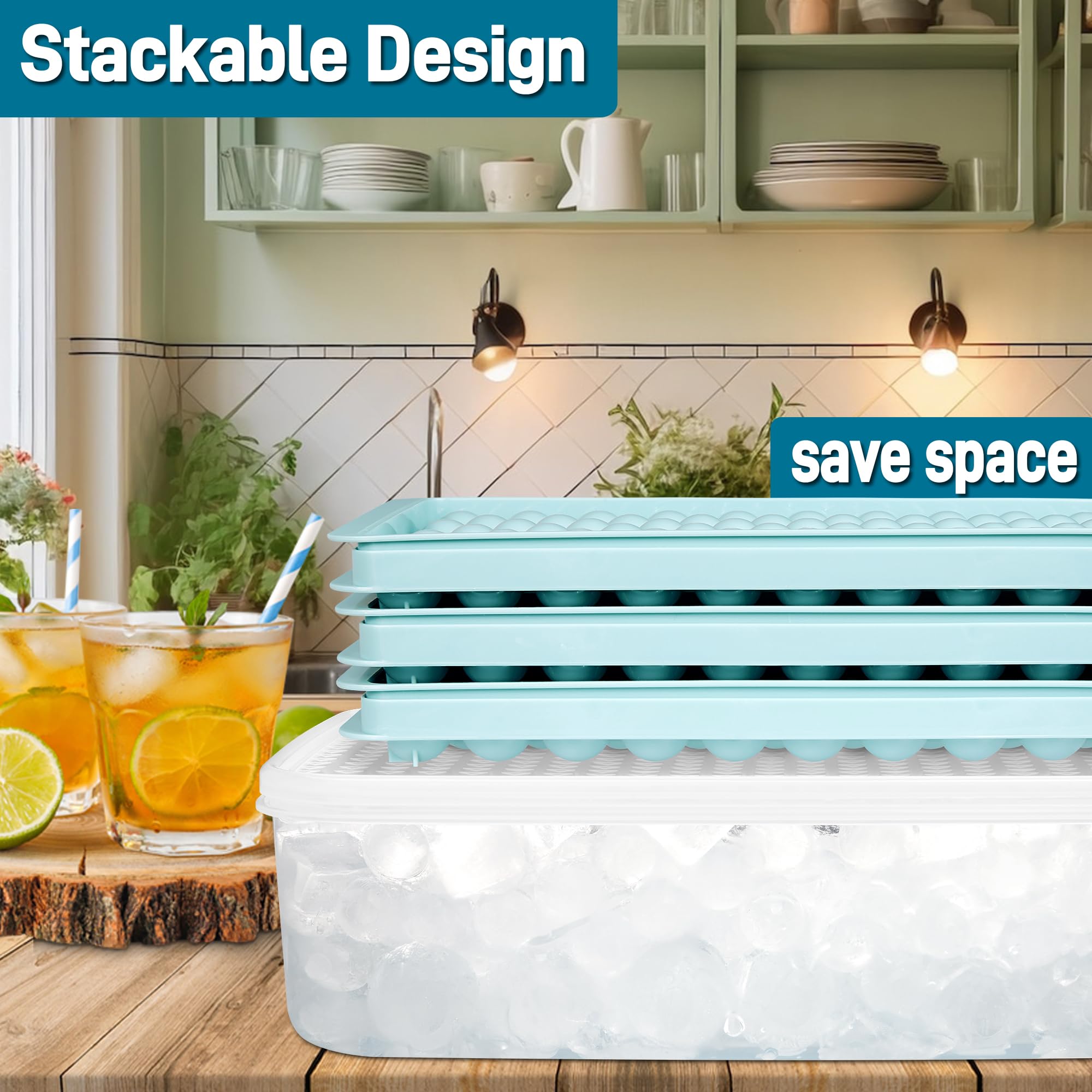 Premium Ice Cube Tray with Lid and Storage Bin - 5-Pack Silicone Ice Maker Mold for Whiskey, Cocktails, Coffee & Drinks | Perfect for Home Bars, Parties & Everyday Beverage Chilling
