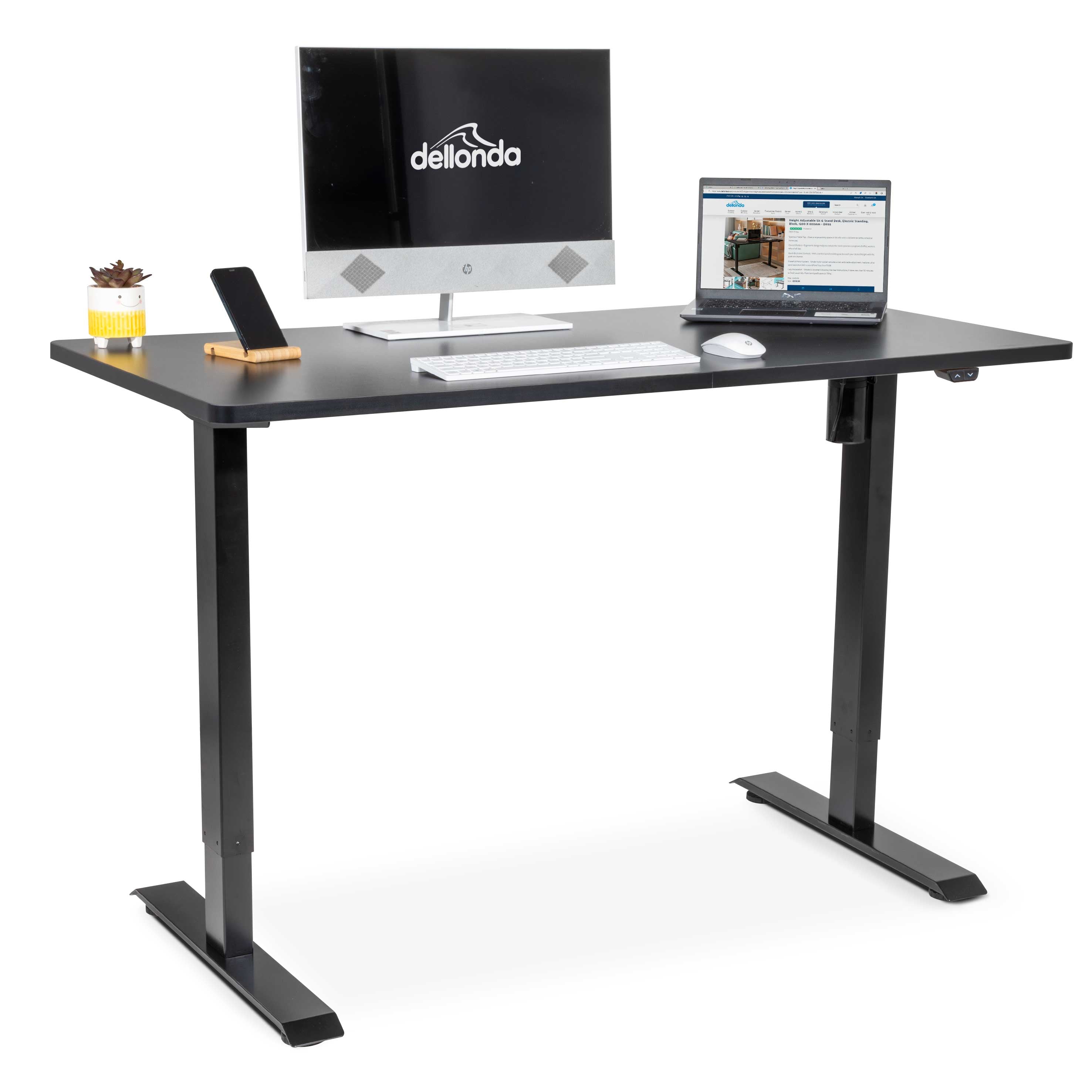 Black Electric Height Adjustable Standing Desk - Quiet Motor, 55
