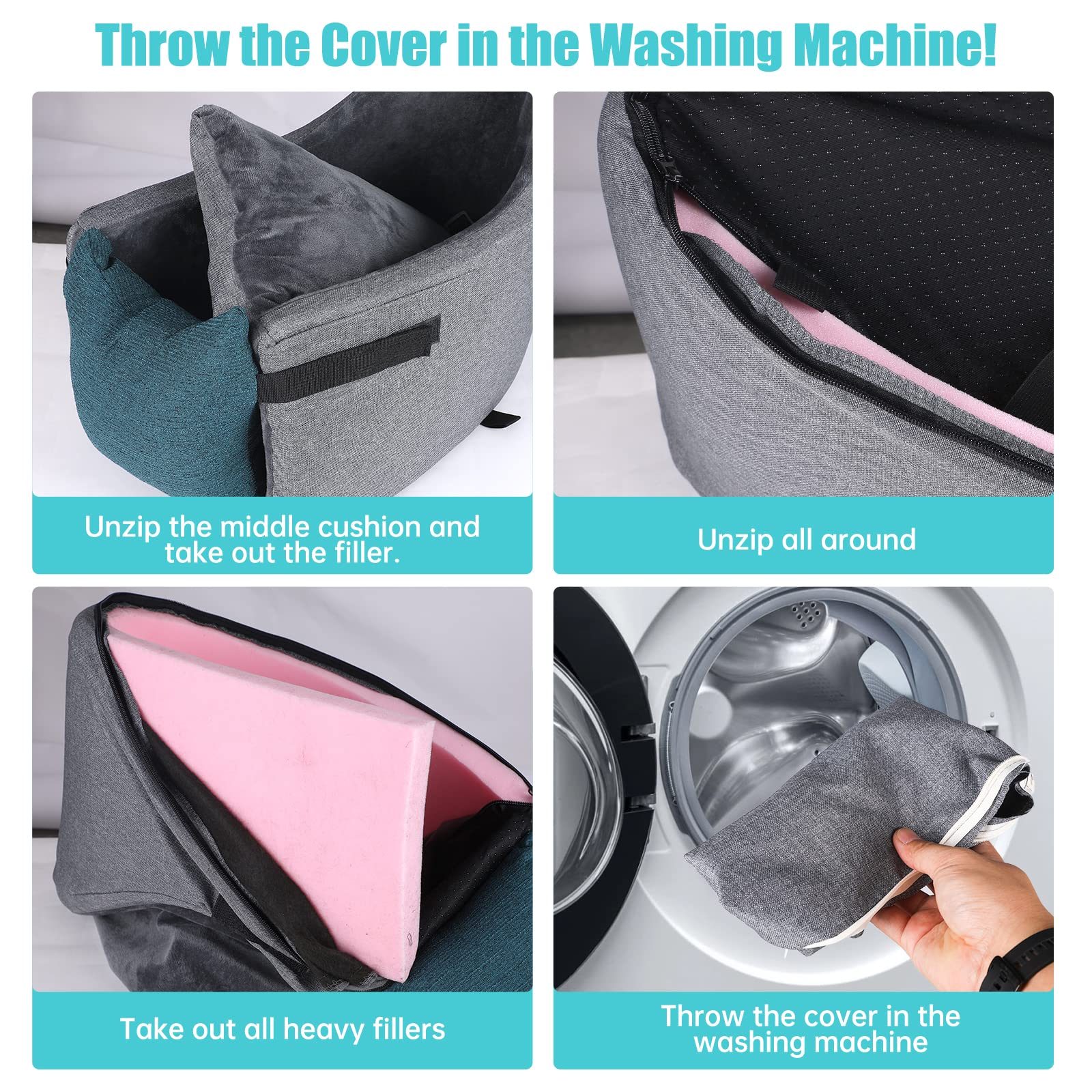 Portable Dog Booster Seat for Cars - Single & Double Console Compatible Travel Pet Carrier, Machine Washable Small Dog Car Seat (Blue) | Perfect for Road Trips & Daily Commutes with Your Puppy
