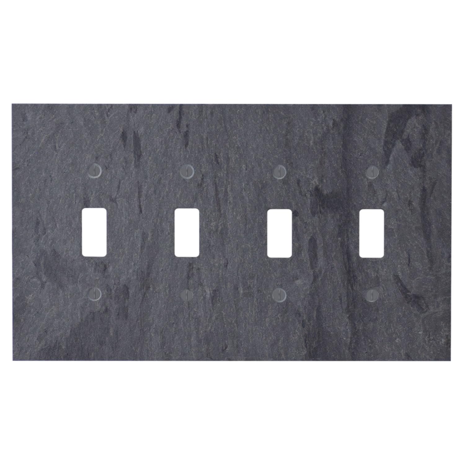 Decorative Vermont Slate Gray Electrical Switch Plate Cover - 4 Gang Toggle Outlet Wall Plate (8.5” W x 5” H) | Natural Earth Tone Light Switch Faceplate for Home & Office Decor