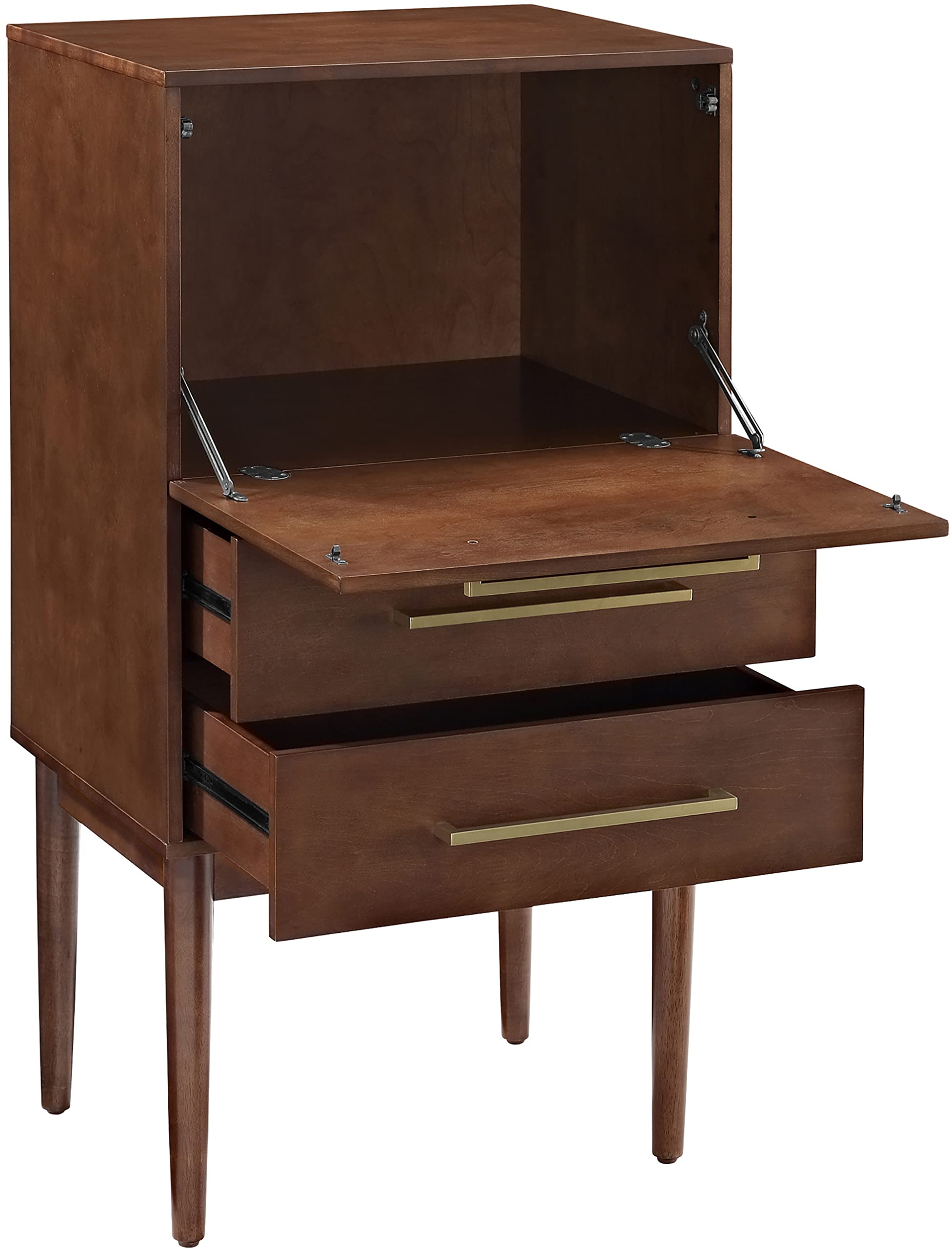 Vintage Mahogany Bar Cabinet with Storage Drawers & Fold-Out Table - Everett by Crosley Furniture | Perfect for Home Bars, Dining Rooms & Entertaining Spaces