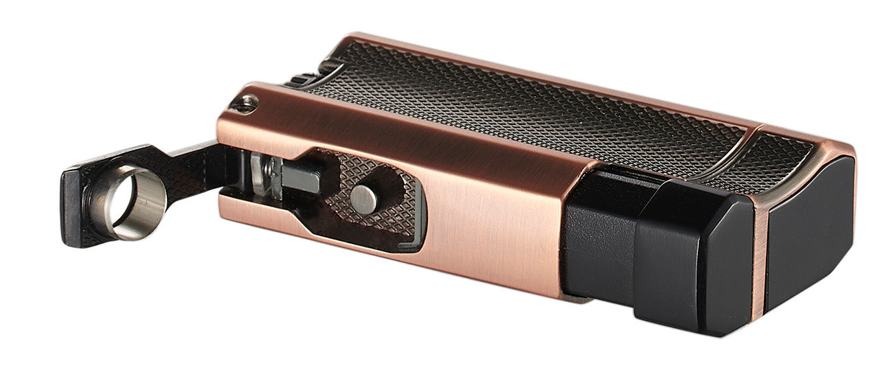 Visol Concave Double Flame Torch Lighter - Windproof Refillable Butane Lighter in Bronze Finish | Perfect for Cigars, Camping & Outdoor Adventures