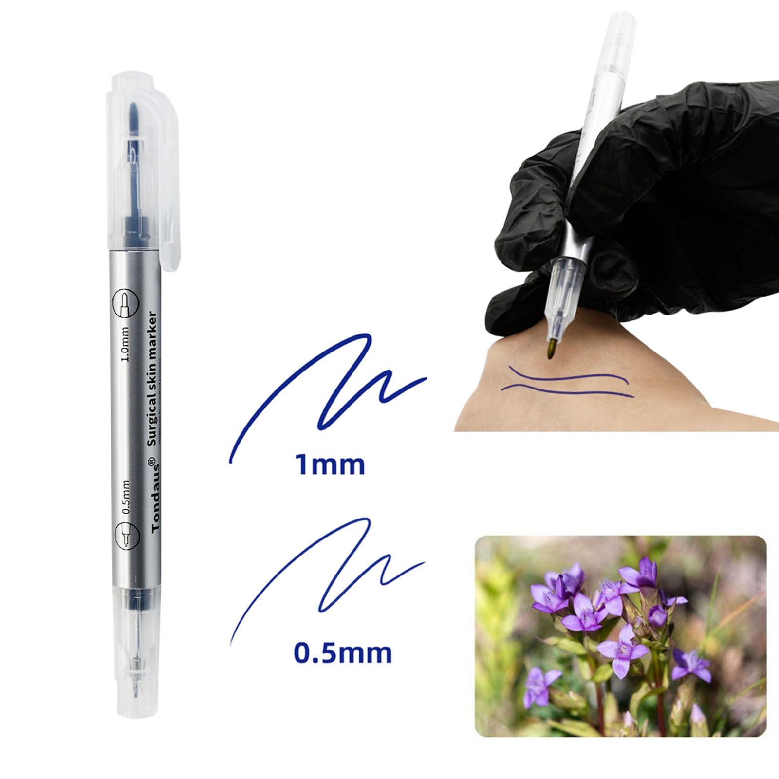 10Pcs Microblading Skin Marker Tattoo Stencil Pens - Permanent Makeup Positioning Tool with Surgical Tips & Paper Ruler for Eyebrows, Lips & Skin (5 Single Head + 5 Double Heads) - Ideal for Professional Tattoo Artists & Beauty Salons