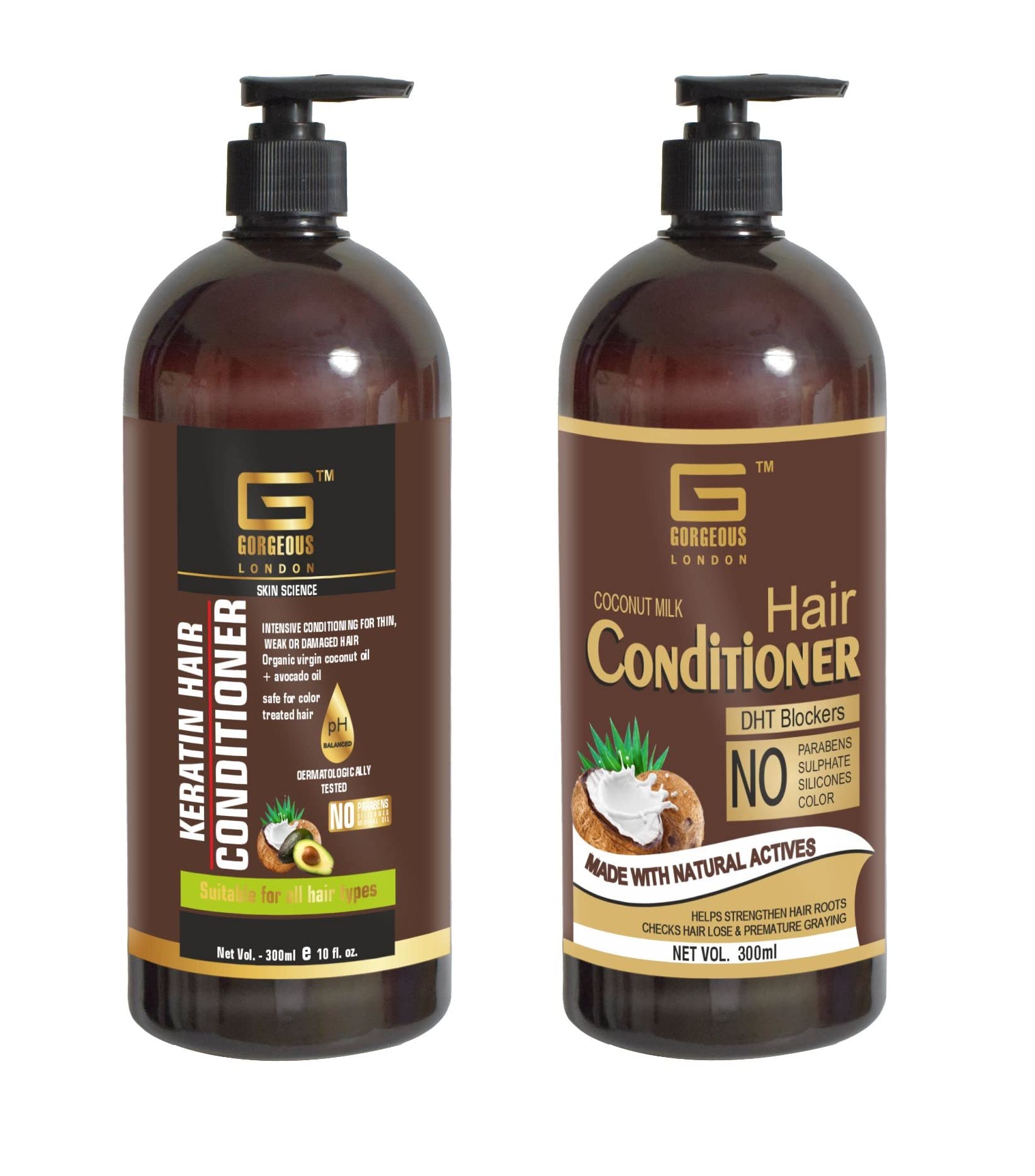 London Coconut Milk & Keratin Hair Conditioner 300ml - Intensive Repair for Thin, Weak & Damaged Hair with Coconut Oil & Avocado Oil - Frizz-Free, Shiny, Silky & Strong Hair Treatment - Perfect for Daily Use, Salon-Quality Results at Home
