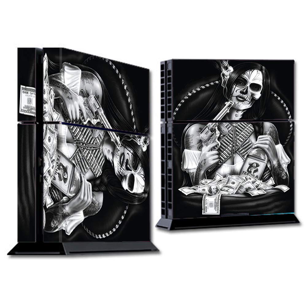PS4 Console Skin Wrap - Custom Vinyl Decals & Stickers for Sony PlayStation 4 - Skull Girl Gangster Design | Perfect for Gaming Setups & Personalization