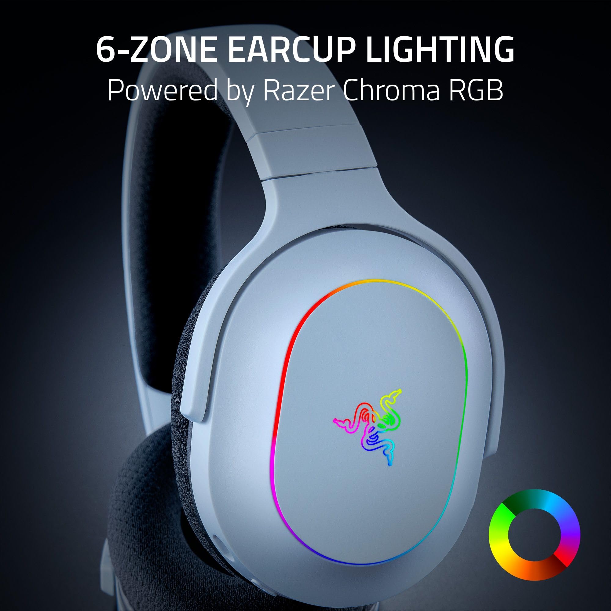 Razer Barracuda X Chroma Wireless Gaming Headset - 2.4GHz & Bluetooth Dual Mode, Lightweight Design with Chroma RGB Lighting, 40mm Drivers & Cardioid Mic, 70-Hour Battery Life - Compatible with PC, Mac, PS5, Nintendo Switch & Smartphones (White) - Perfect for Competitive Gaming, Streaming & Online Meetings