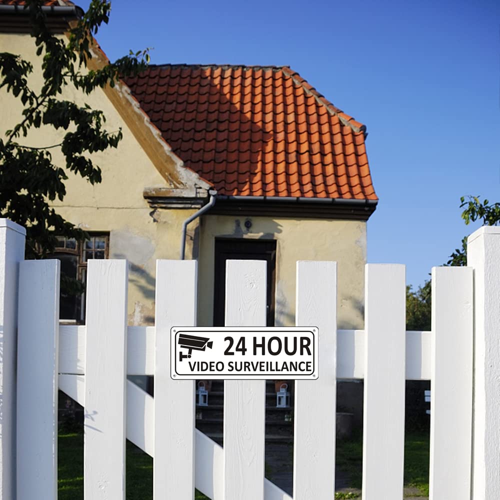 (2 Pack) Heavy-Duty Metal Security Camera Warning Signs - 10