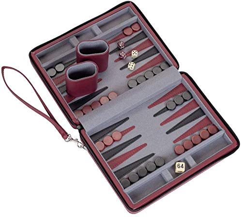 WE Games 定制彩色磁力旅行双陆棋套装 - 勃艮第红 | 便携式家庭聚会与户外游戏必备