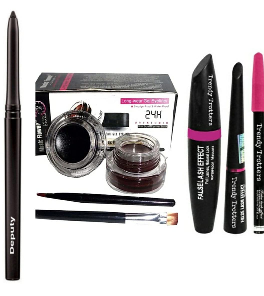 Deputy Long-Lasting Mascara, Eyeliner & Eyebrow Pencil Set - Smudge-Proof Gel Eyeliner & Kajal for Natural or Dramatic Eye Makeup | Perfect for Day to Night Looks, Parties & Special Occasions