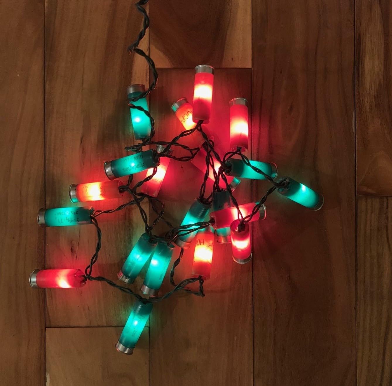 Christmas Shotgun Shell Lights - Red and Green LED Party Lights for Man Cave, Bar & Outdoor Decor | Redneck White Trash Themed Holiday Lighting for Christmas Tree, Porch & Yard Decorations